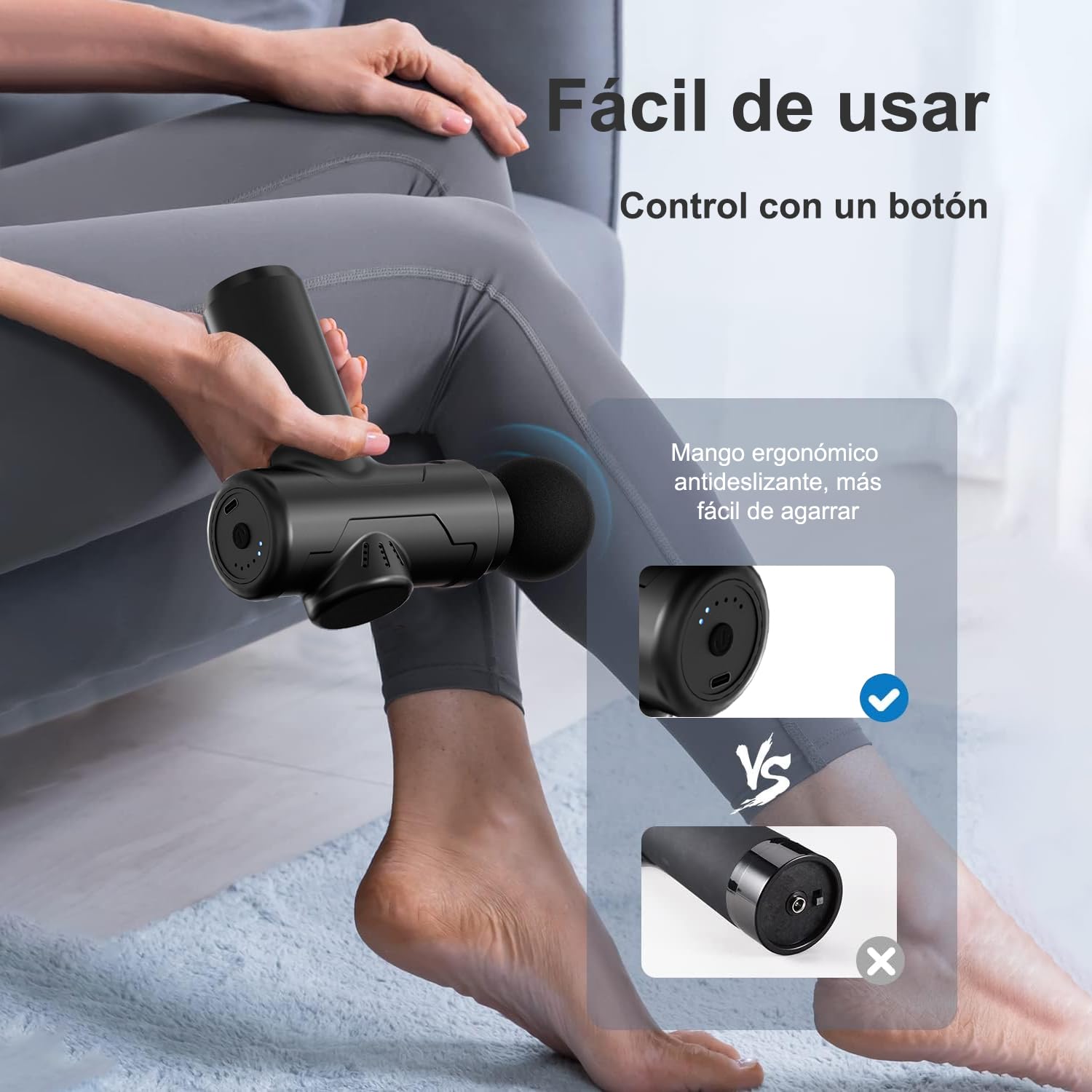 RUBOQE Pistola de Masaje Muscular, Masajeador de Espalda Portátil, Mini Masajeador Electrico de Mano,Masaje de Tejido Profundo Ajustable,Massage Gun de Percusión Fisioterapia para Relajar Los Músculos