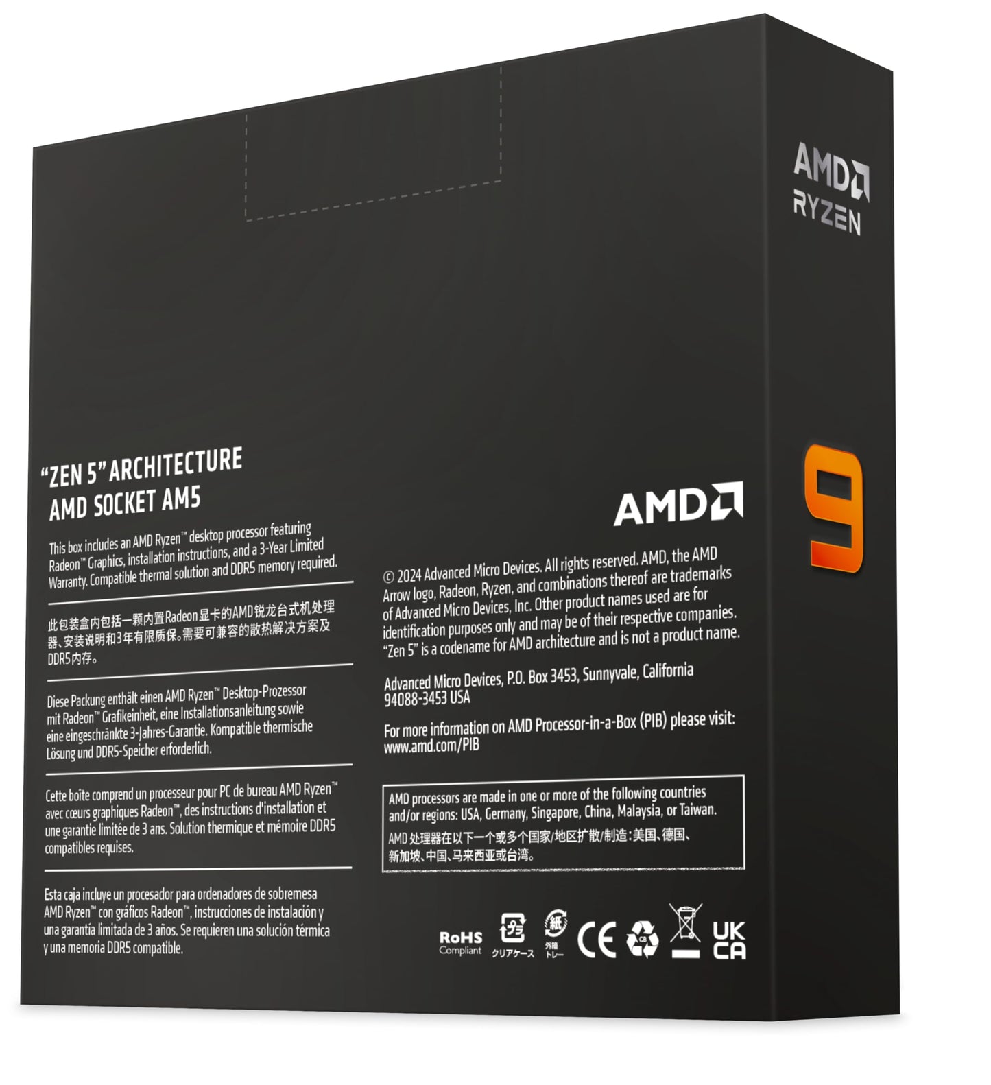 Procesador AMD Ryzen 9 9950X Desbloqueado de 16 Núcleos para Computadora