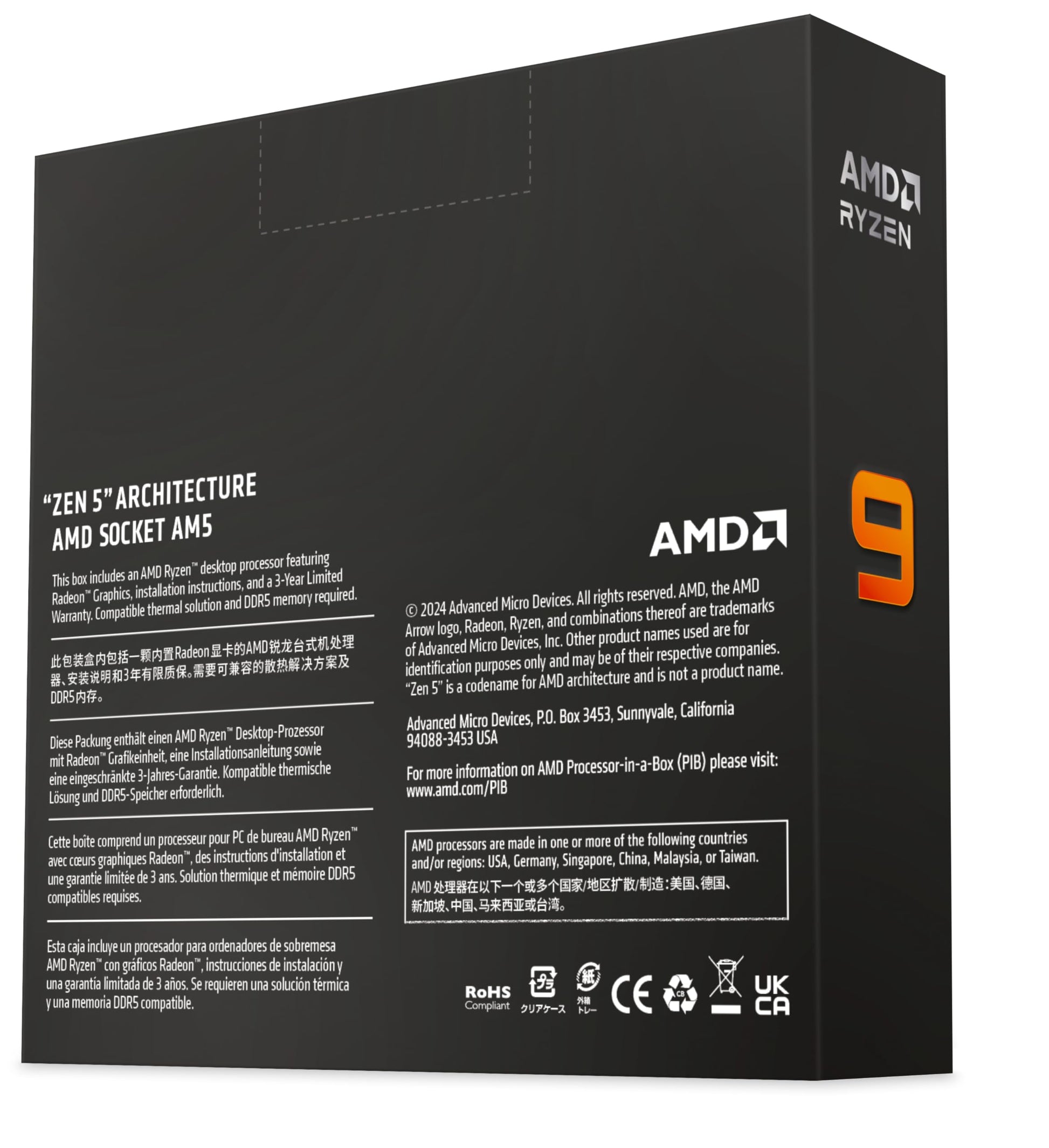 Procesador AMD Ryzen 9 9950X Desbloqueado de 16 Núcleos para Computadora