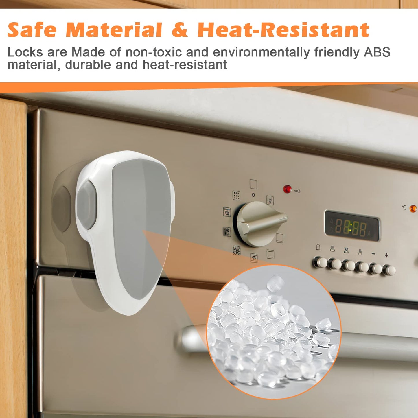GCRQ - 2 piezas de cerradura para puerta de horno de seguridad para niños, horno a prueba de bebés, bloqueo frontal para horno, fácil de instalar y usar, material resistente al calor y duradero, con