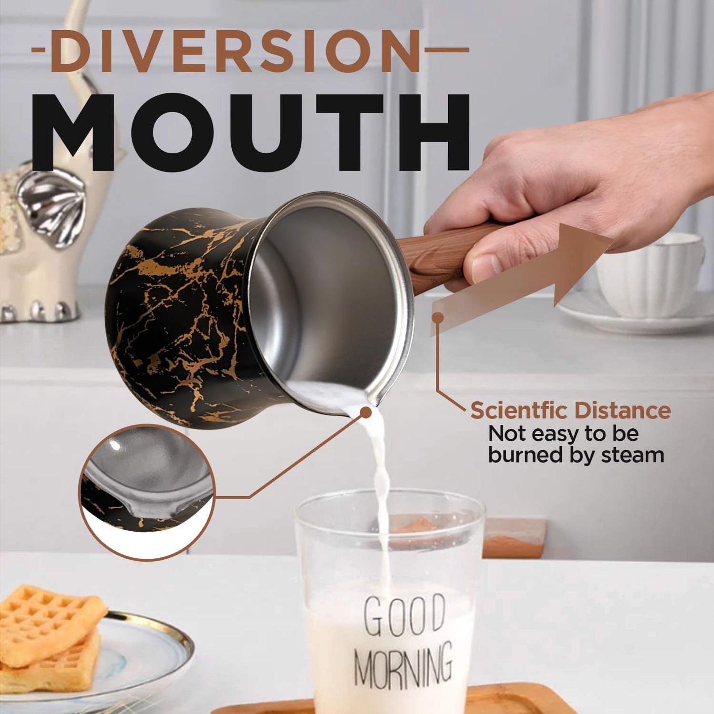 Cafetera turca de 19 onzas – Ibrik turco para café sabroso – Cafetera arábiga multiusos con tapa – Cafetera de acero inoxidable resistente