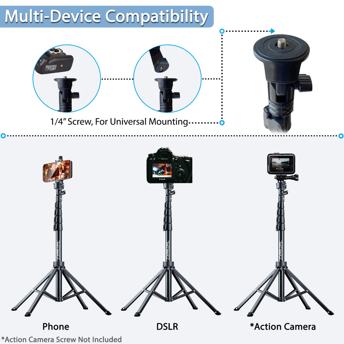 Trípode Selfie Fugetek Plata Estabilidad 4 Patas y Bluetooth Compatible iPhone y Android