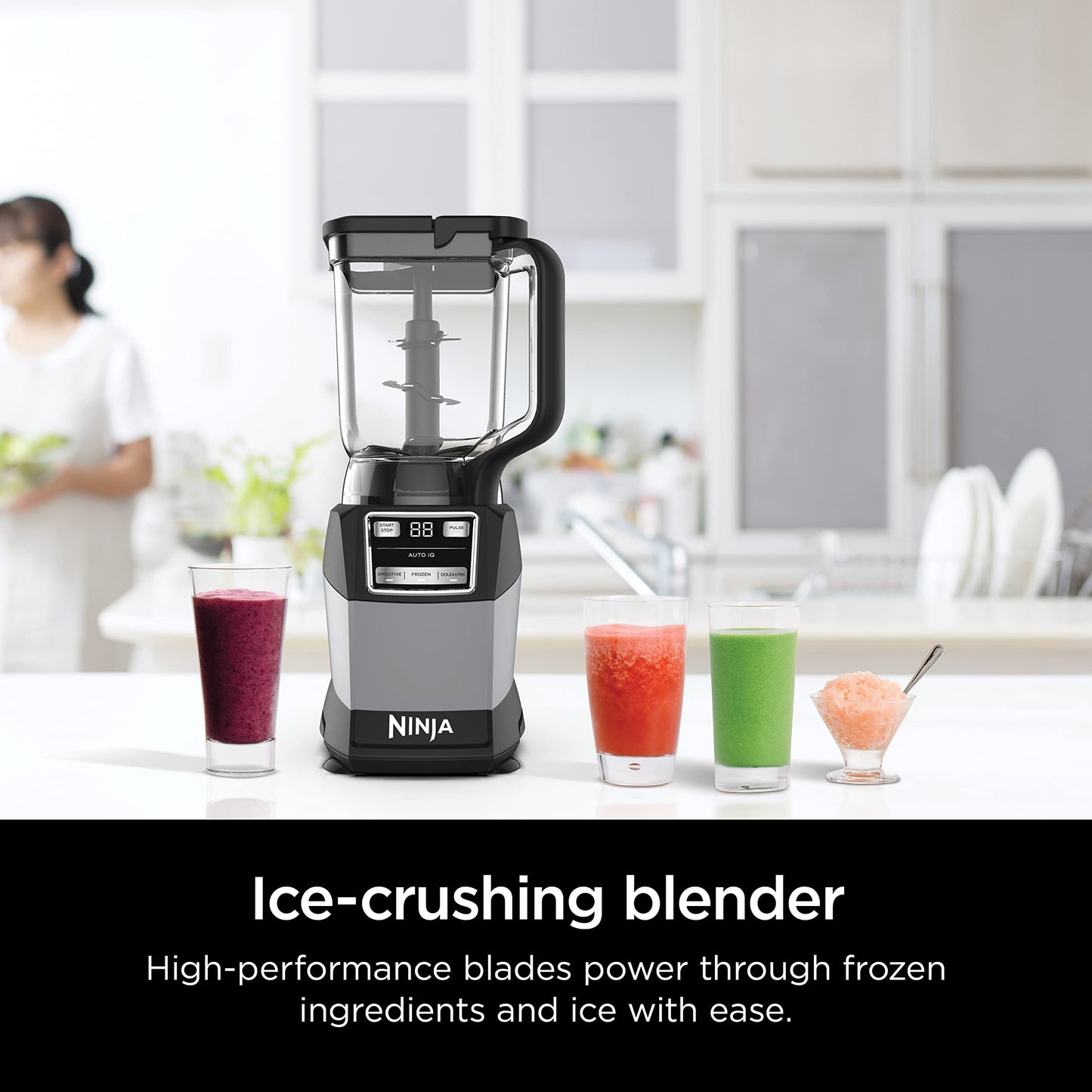 Sistema de Cocina Compacto Ninja Negro Gris con Auto-iQ y Batidora Procesador de Alimentos