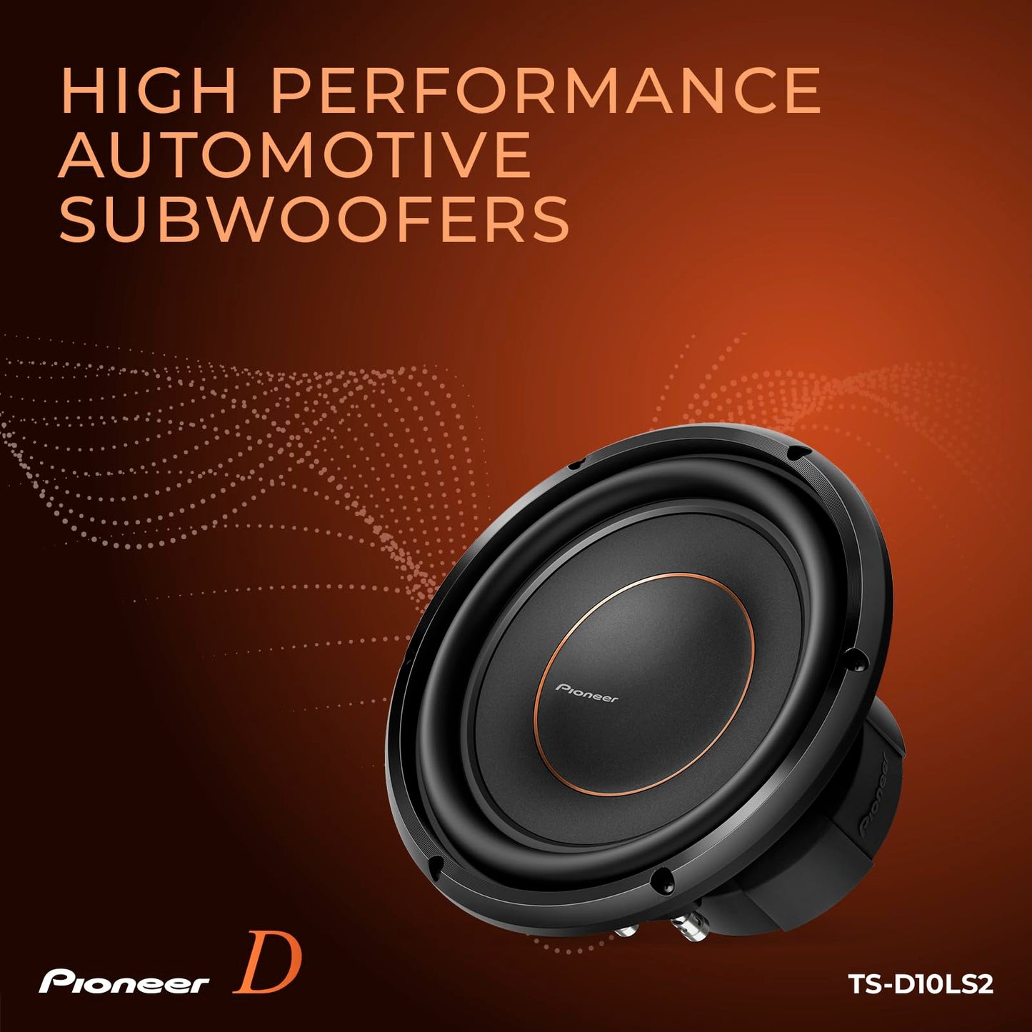 PIONEER D-Series TS-D10LS2 Subwoofer de Alto Rendimiento de 10 Pulgadas – 1200 W máximo, diseño de Montaje Superficial, Bobina de Voz de 2 ohmios, Graves Profundos en Espacios reducidos, Compacto