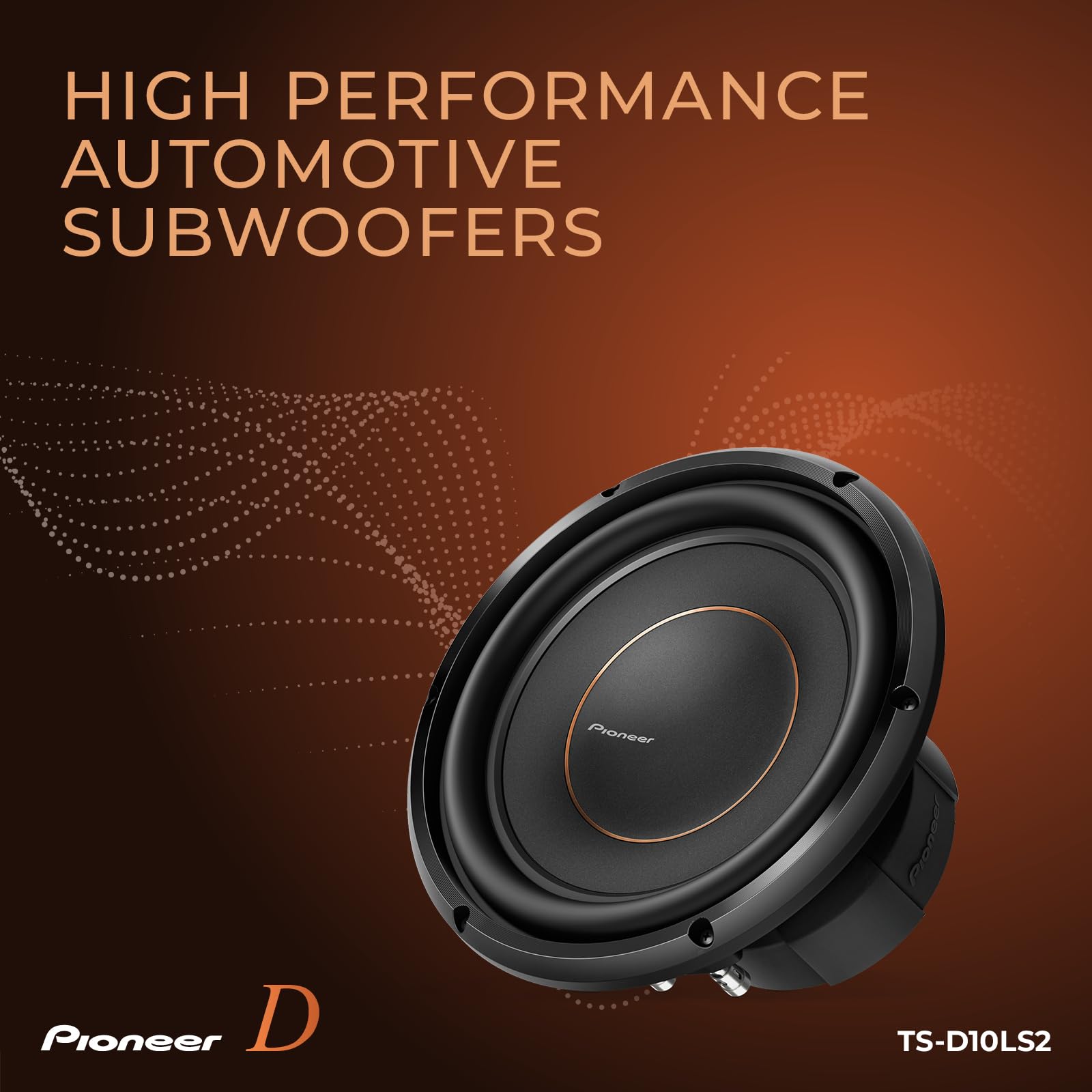 PIONEER D-Series TS-D10LS2 Subwoofer de Alto Rendimiento de 10 Pulgadas – 1200 W máximo, diseño de Montaje Superficial, Bobina de Voz de 2 ohmios, Graves Profundos en Espacios reducidos, Compacto