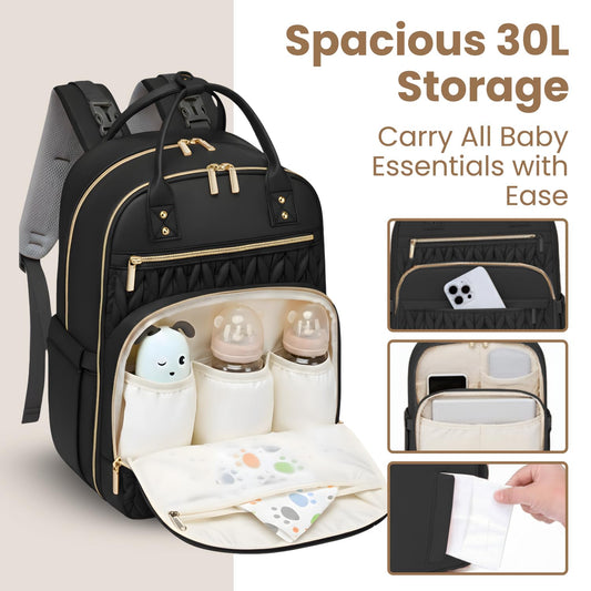 Mochila de Pañales Jubily Impermeable 30L con Compartimentos para Mujer
