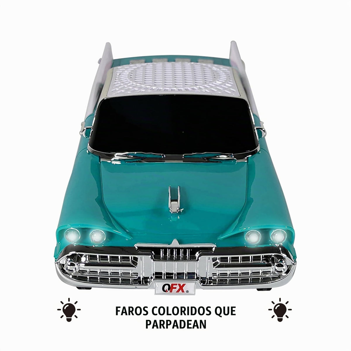 Altavoz Retro QFX Esmeralda con Bluetooth y Luces LED para Coche