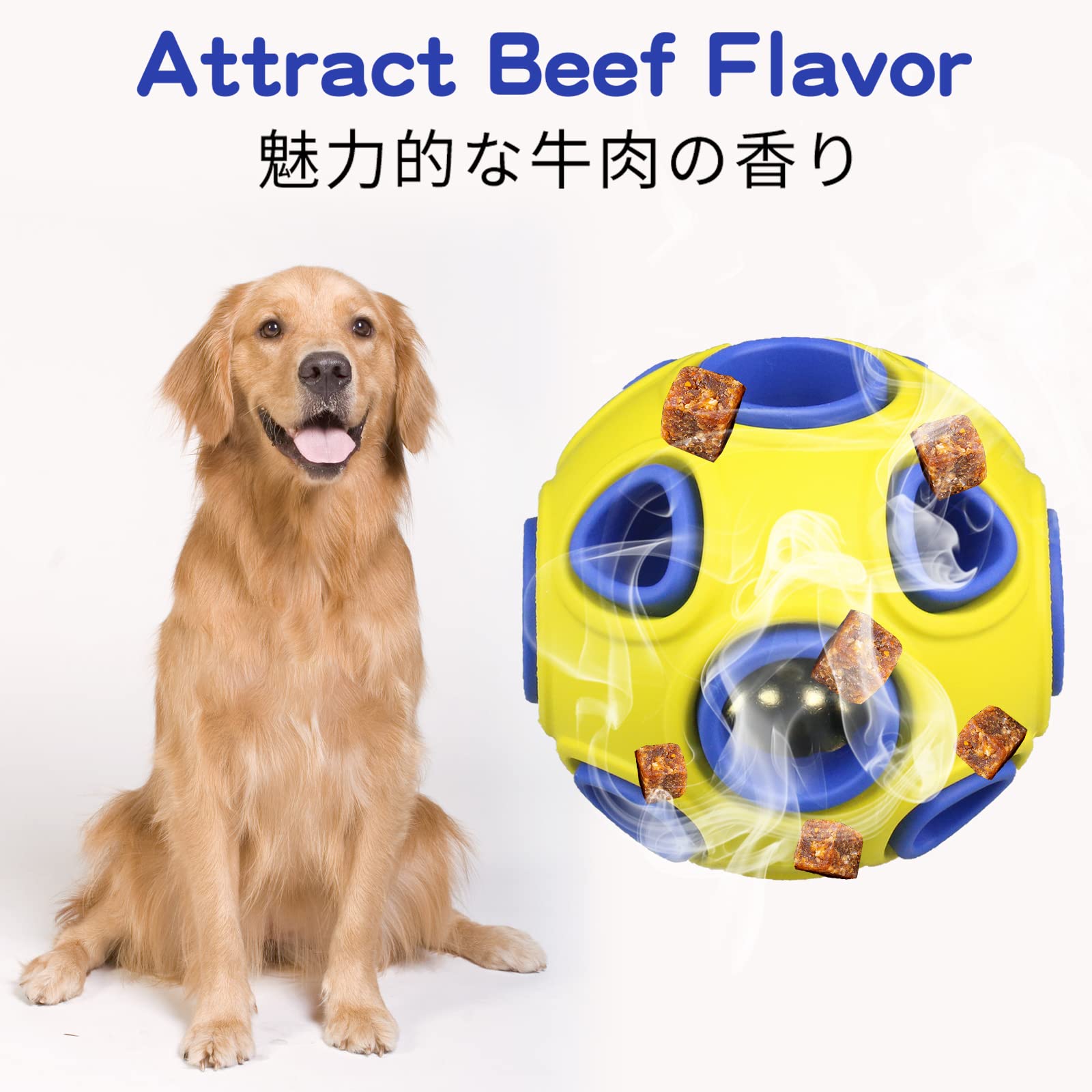 Bolas para perros con sonido de campana, [2 unidades] Bola de goma para perros medianos y grandes, juguetes interactivos para masticar mascotas de 3 pulgadas