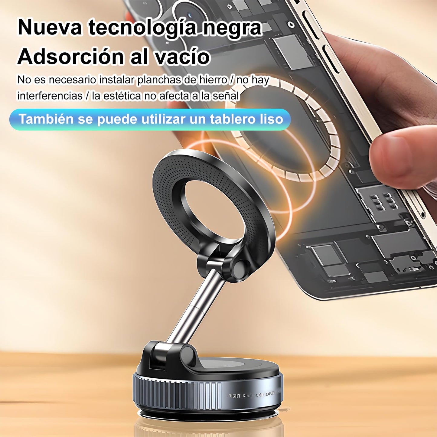 FEISEDY Soporte Magnético para Celuar Teléfono [Rotación 360°] Universal para Coche, Compatible con iPhone 16 Pro MAX, 15, 14, 13 y Otros Dispositivos con Anillo Magnético
