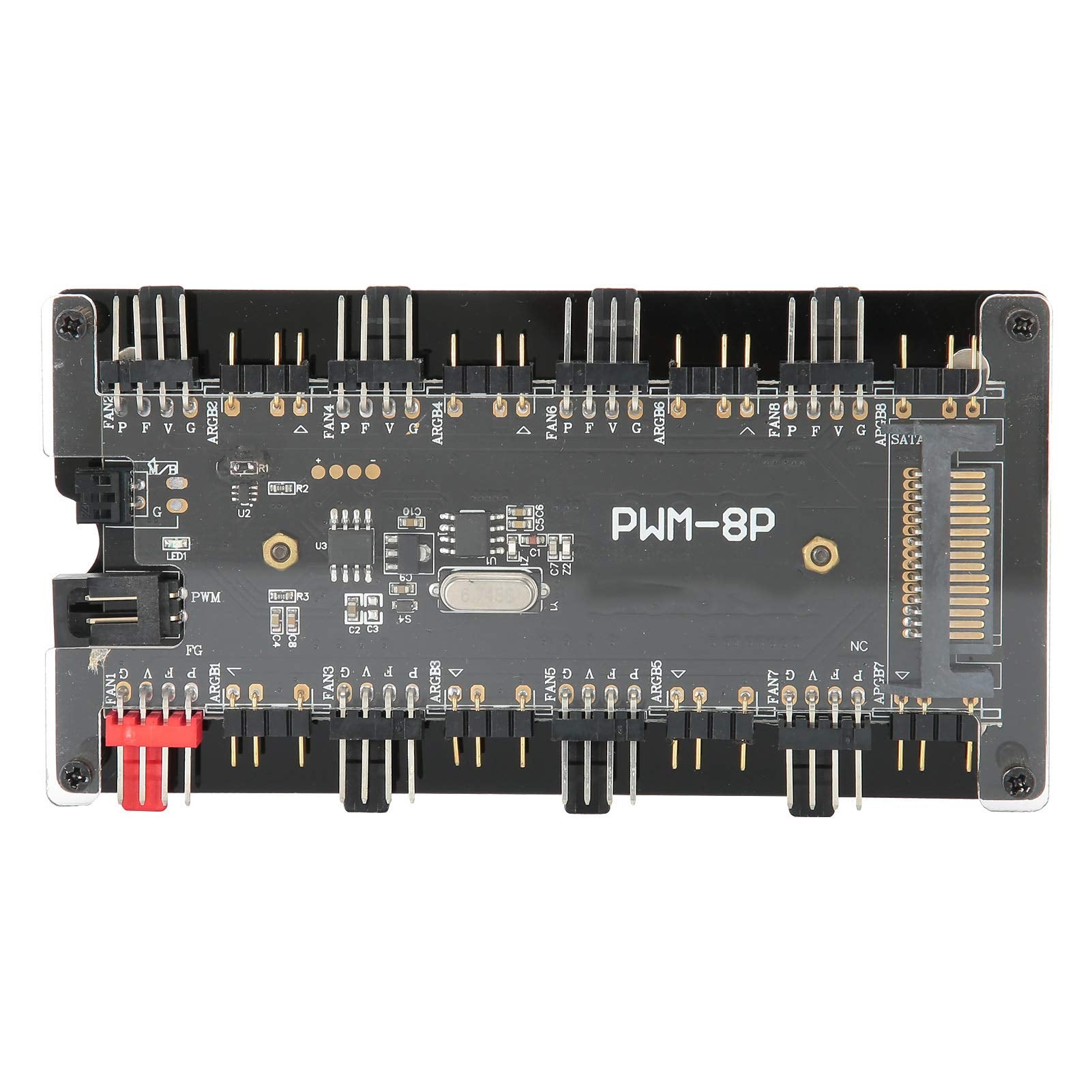 2 en 1 PWM + ARGB Case Fan Hub con 5V 3pin 8 Puertos ARGB + 8 Puertos de Ventilador (4pin) para Ventilador de refrigeración de computadora