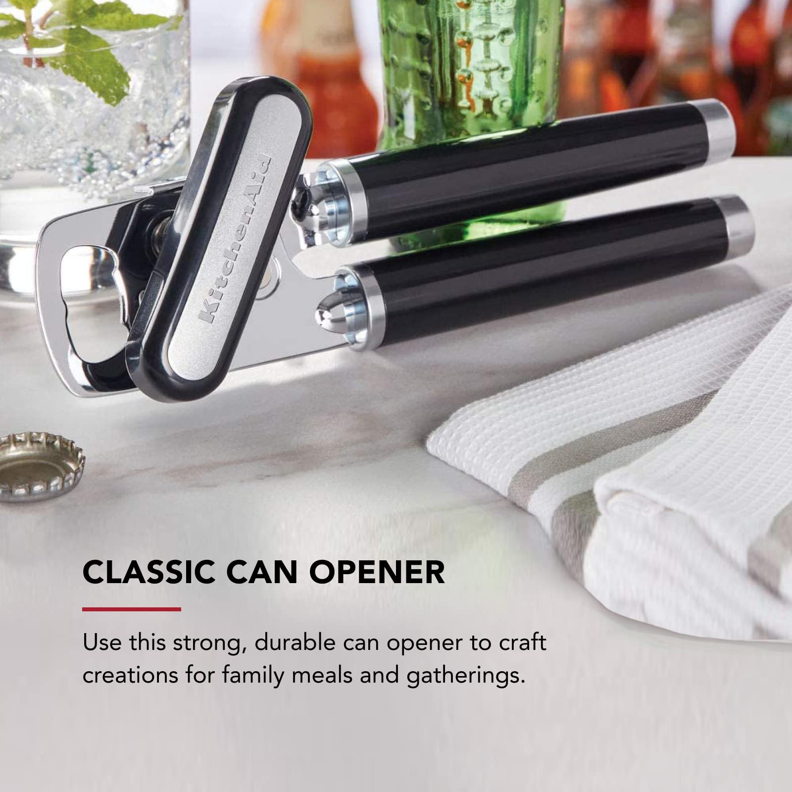 KitchenAid - Abrelatas multifunción clásico, color negro, talla única