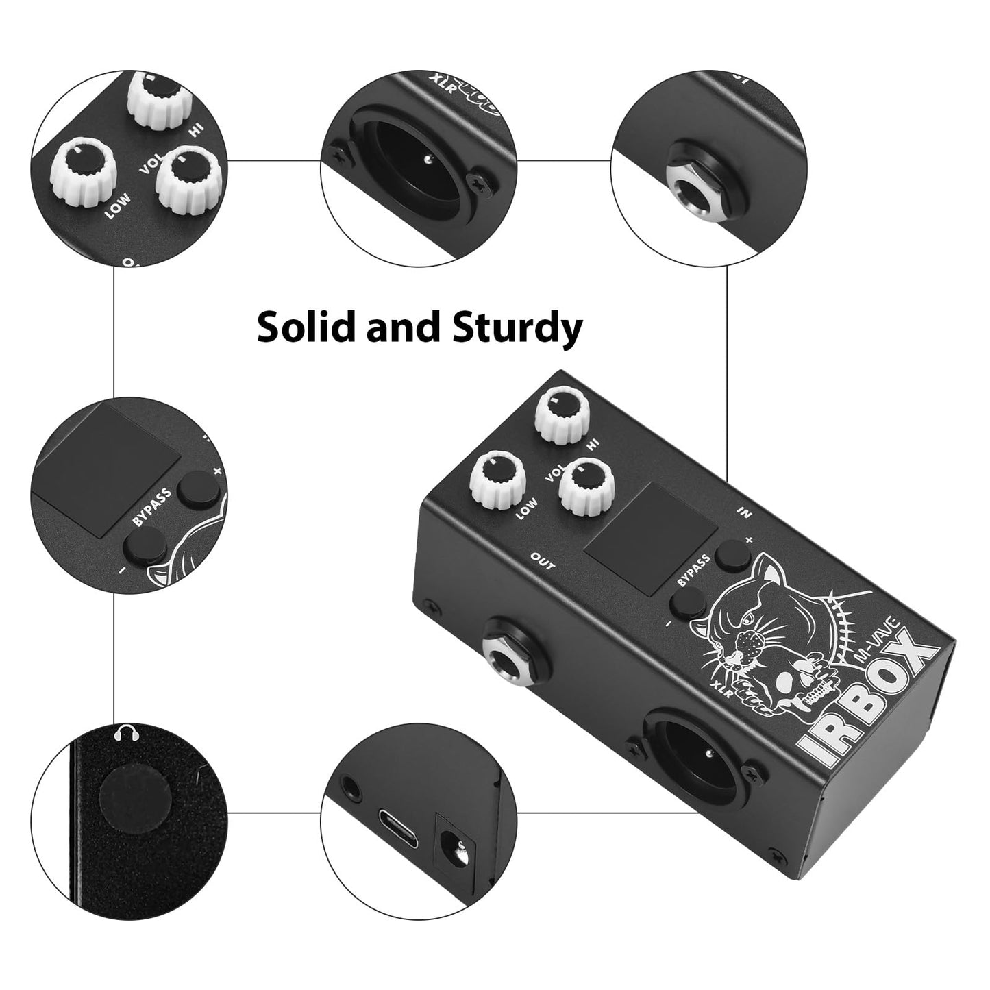 Pedal de Efectos M-VAVE Negro con Cabina IR para Guitarra