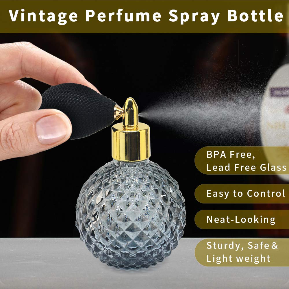 LINALL - Botella atomizadora de perfume de 3.4 onzas / 100 ml, botella de vidrio recargable clásico, SPBT0003 (3 piezas)
