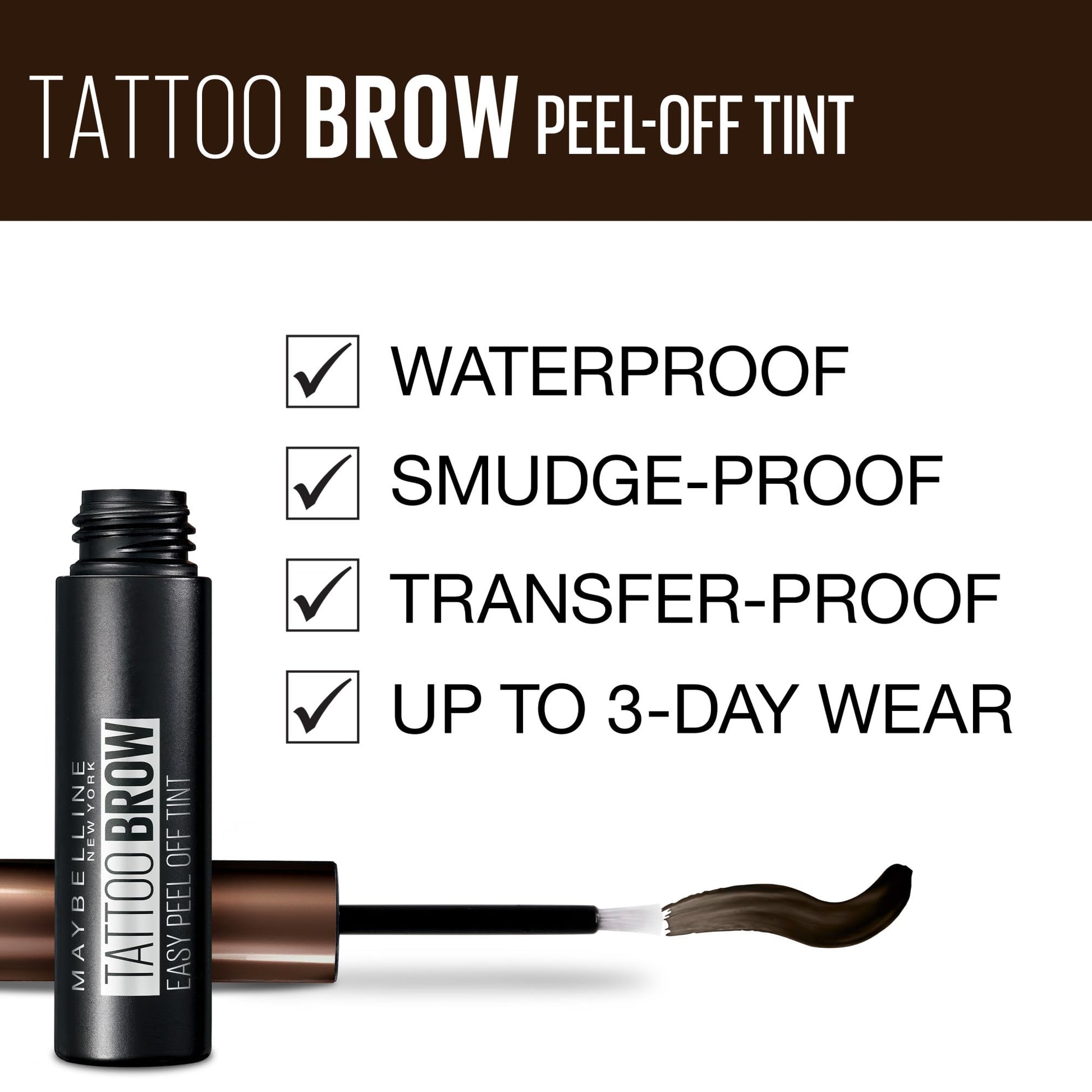 Tinta Semi Permanente para Cejas Maybelline Dark Brown de Larga Duración