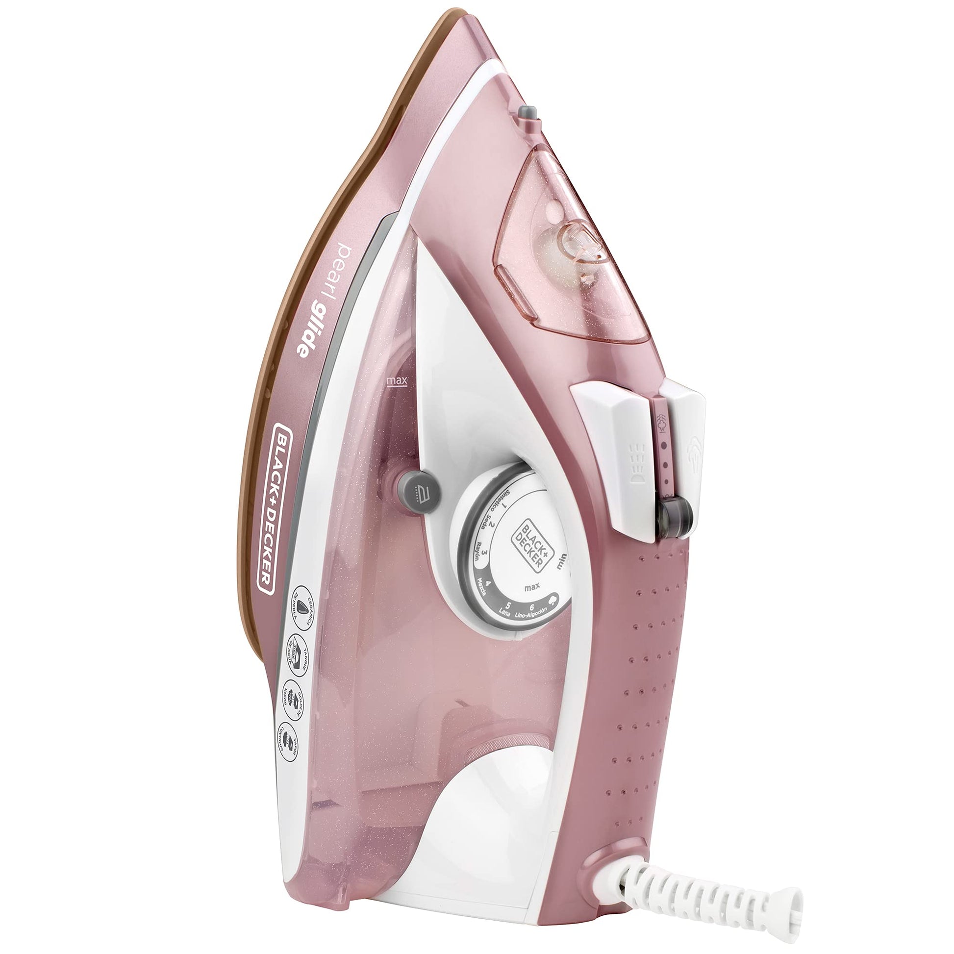 BLACK+DECKER Plancha de Vapor, Cerámica con Infusión de Perlas, Rosa, IR23972