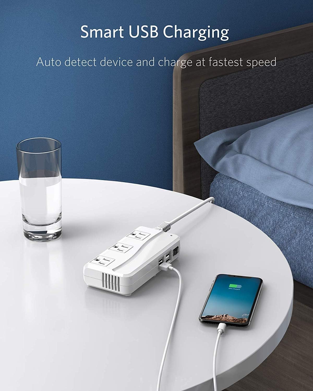 BESTEK - Adaptador Universal de Viaje de 100 a 220 V a 110 V, convertidor de Voltaje de 250 W con Carga USB de 6 A, 4 Puertos, 3 enchufes de CA y Adaptador de Enchufe EU/UK/AU/EU/India en Todo el