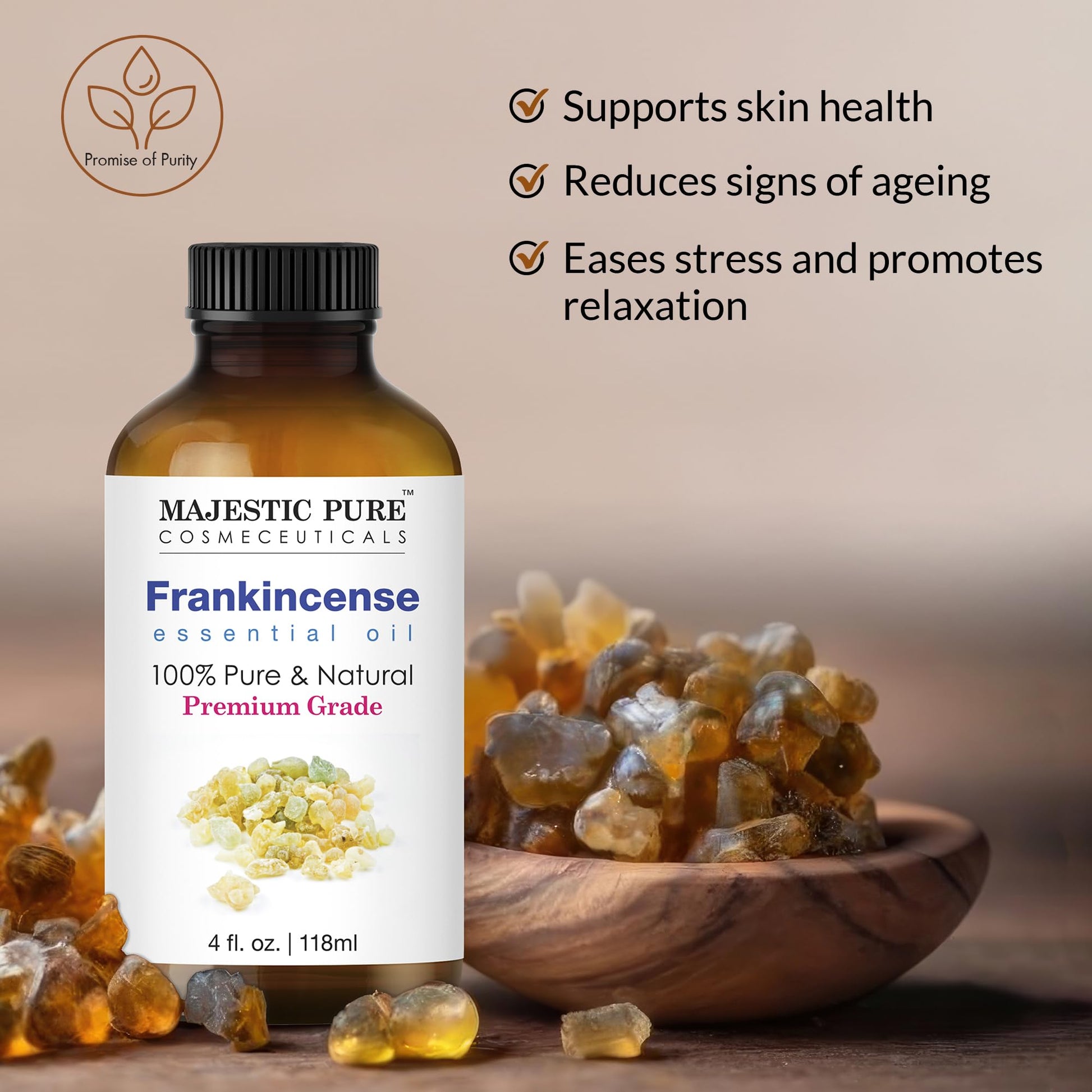 MAJESTIC PURE Aceite esencial de incienso de grado terapéutico, aceite puro y natural de alta calidad, 4 onzas líquidas