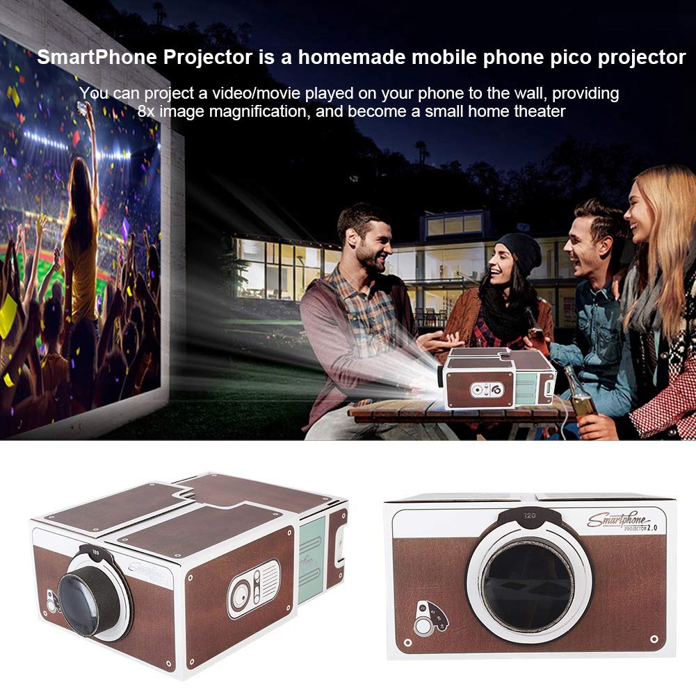 Qioni Mini Portátil Videoproyector de Cine en Casa Segunda Generación Proyector de Video para Video/Películas/Juegos/Cine en Casa DIY Inteligente Proyector para Teléfonos Móviles