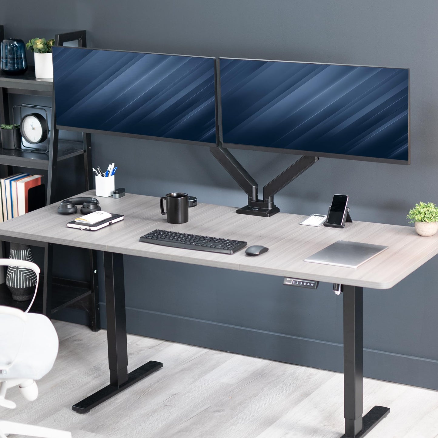 Soporte de Escritorio Vivo Negro para Dos Monitores Ultraanchos Ajustable neumáticamente