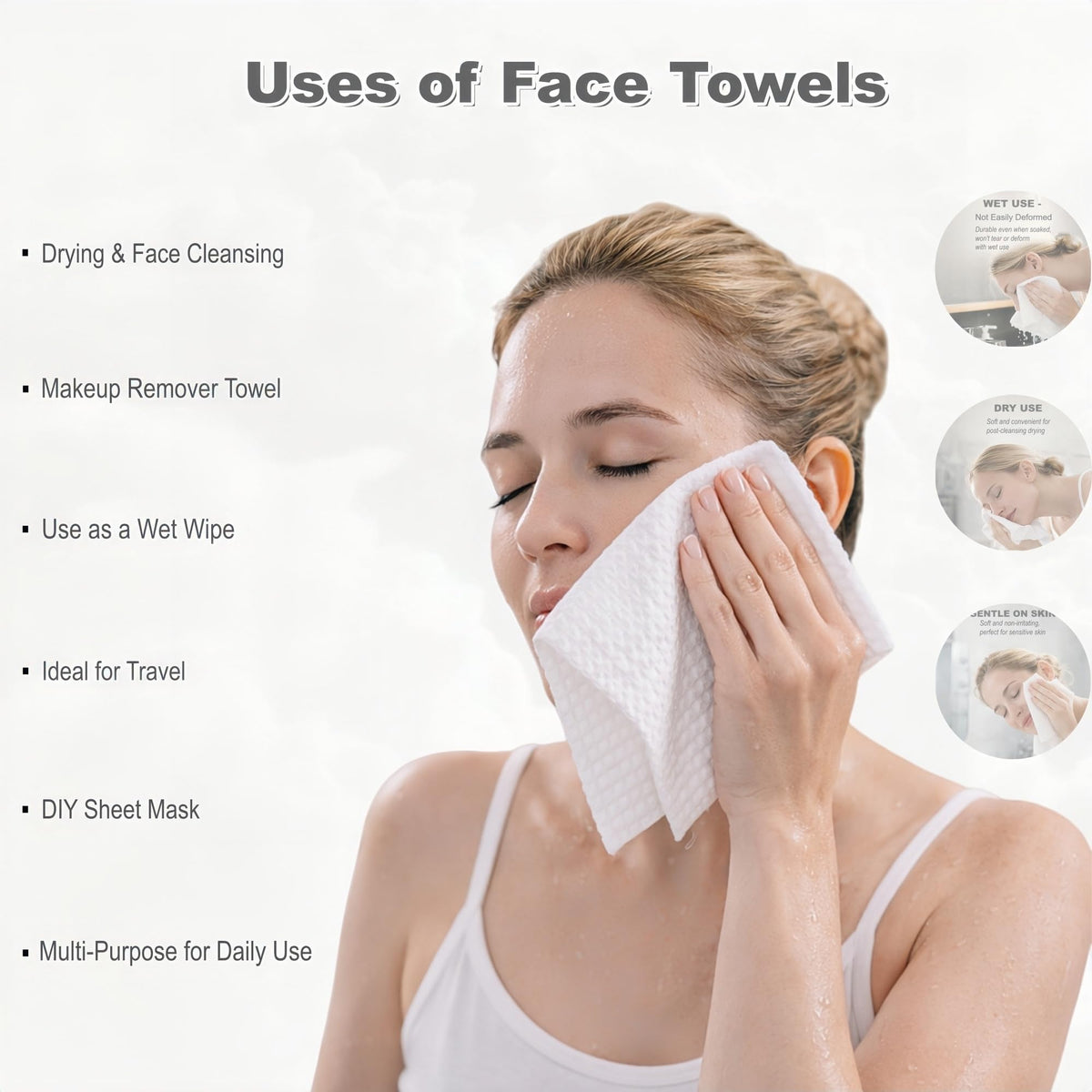 GENTLGLOW- Toallas limpias GentlGlow, toallas faciales gruesas, toallas multiusos, toallas reutilizables, toallas faciales, desechables