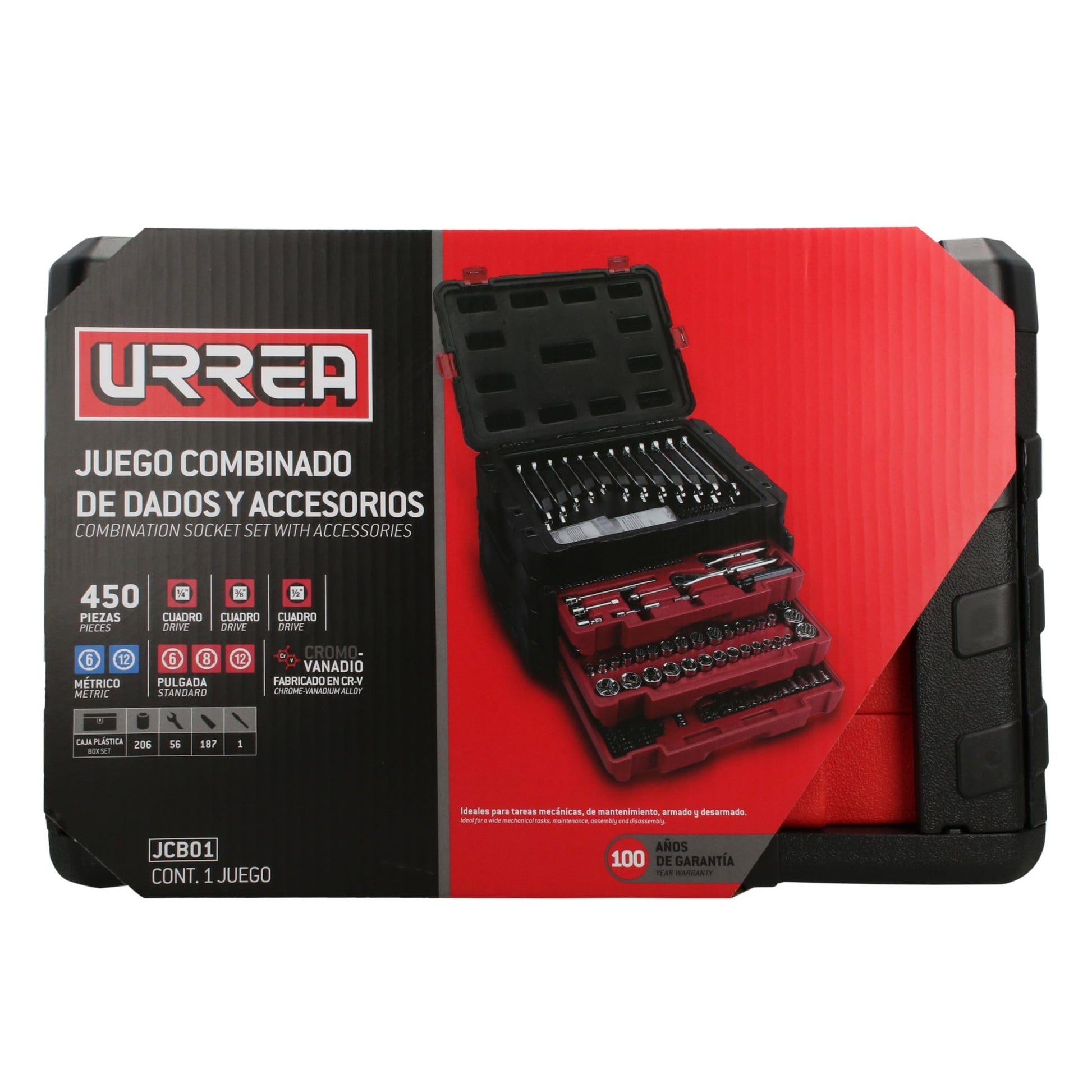 Juego de Dados y Accesorios Urrea 450 Piezas Estuche Plástico