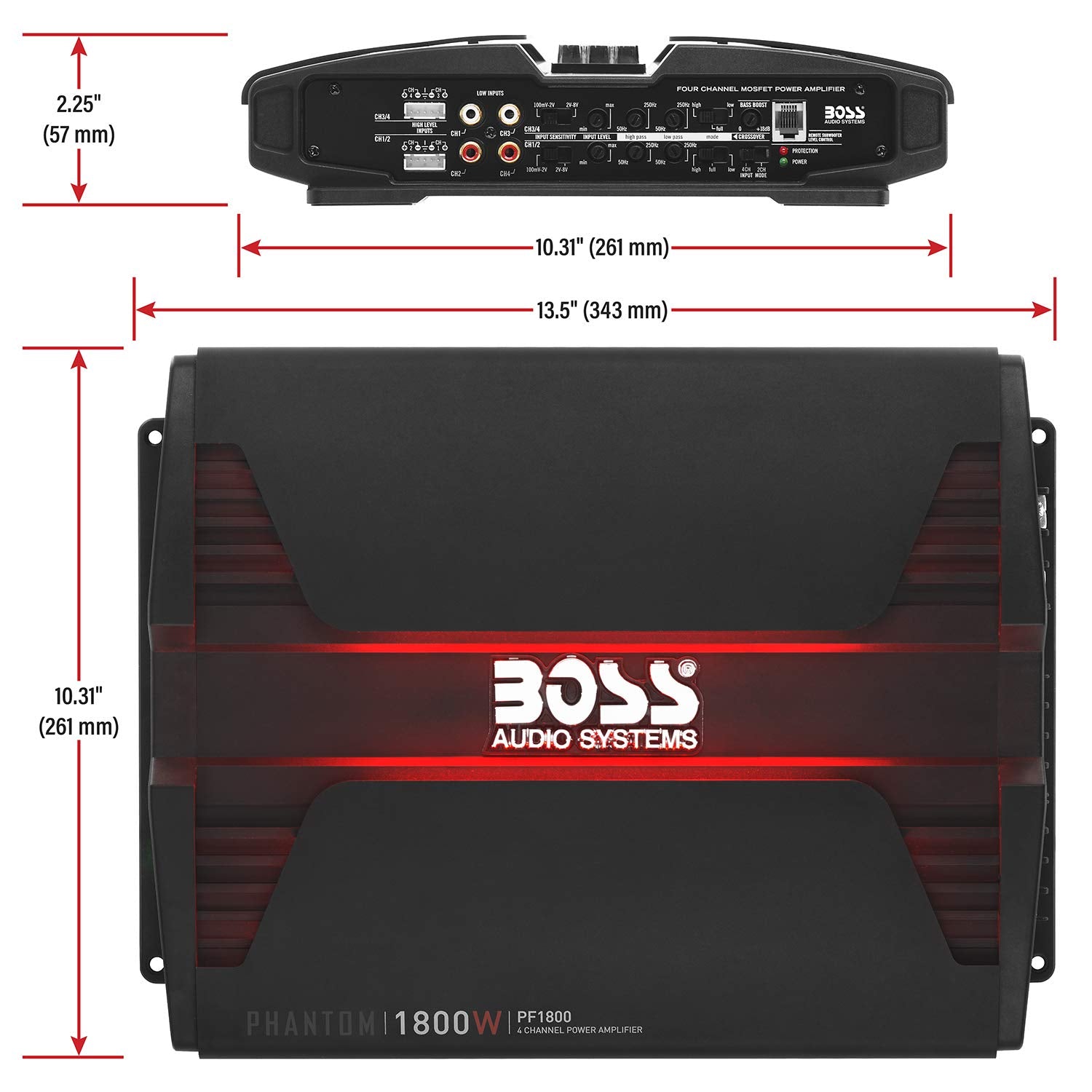 Boss Audio PF1800 Phantom 1800W 4 Channel Full Range, Class A/B Amplifier