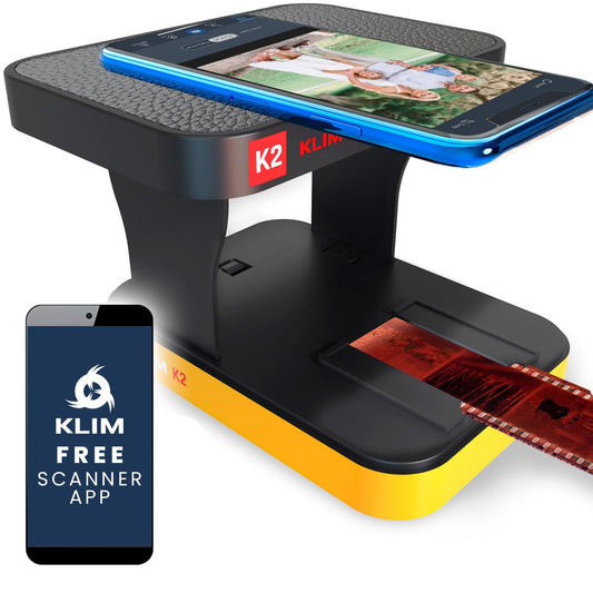 KLIM K2 - Digitalizador de fotos móvil de 35 mm - Conversión positiva y negativa - Escáner de diapositivas y fotos - Kit de desarrollo de color esencial - Tu propio servicio para desarrollar negativos