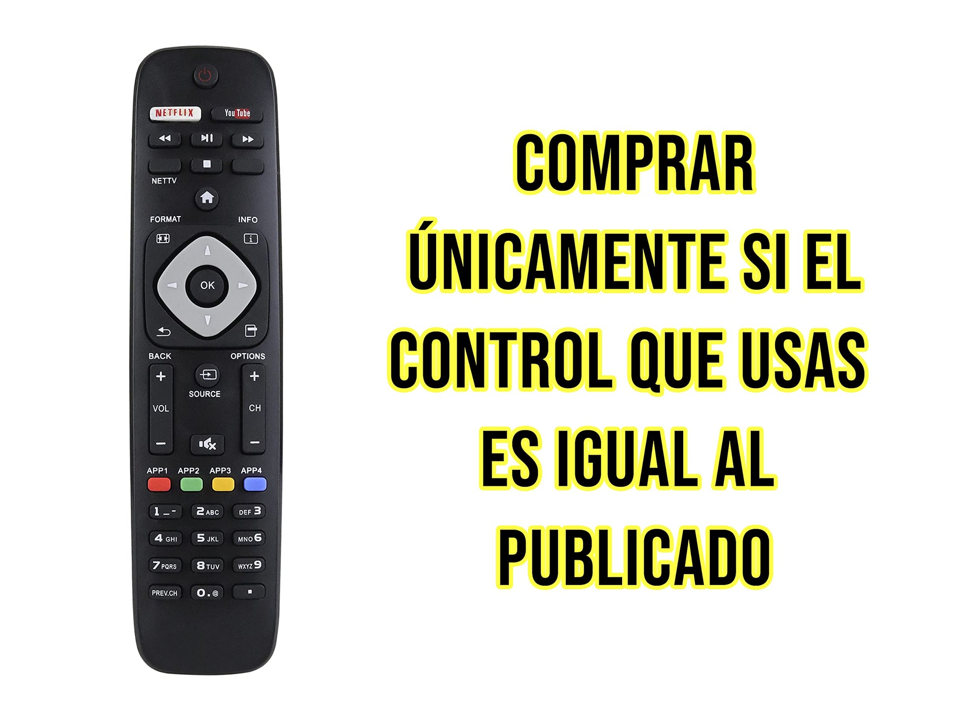 LIDERT Control Compatible con Philips Smart TV Netflix Youtube 4k