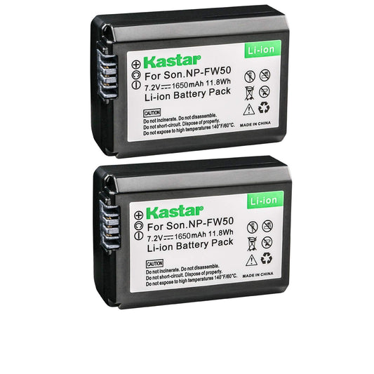 Kastar - Batería para Sony NP-FW50 NPFW50 BC-TRW y Sony Alpha 7 a7 a7R a3000 a5000 a6000 NEX-3 3N NEX-5 5N 5R 5T NEX-6 NEX-7 NEX-C3 NEX-F3 SLT-A33 A35 Cámara A37 A55V Cybershot DSC-RX10