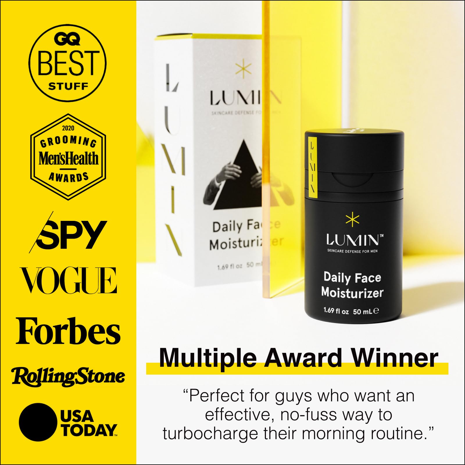 Lumin Bálsamo Hidratante Facial para Hombres - Moisturizer Balm | Crema Humectante que revitaliza, combate el envenjecimiento, la deshidratación, el daño solar y calma la irritación después del afeitado, 2 oz (59 ml)