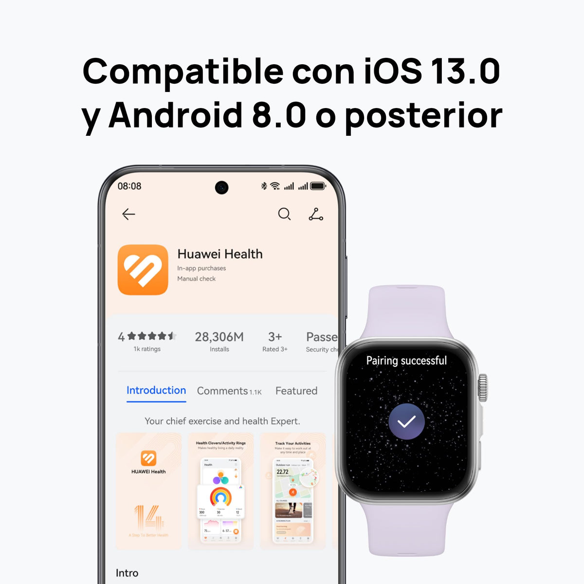 Smartwatch HUAWEI Watch FIT 4 Negro con GPS para iOS y Android