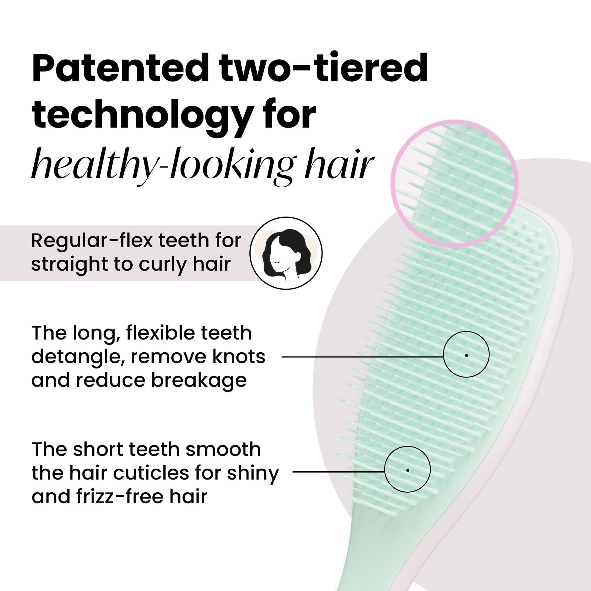 Tangle Teezer, El cepillo desenredante definitivo para cabello húmedo y seco, desenreda todo tipo de cabello, reduce la rotura, elimina los nudos, protege el cabello mojado, con cerdas de 2 capas y