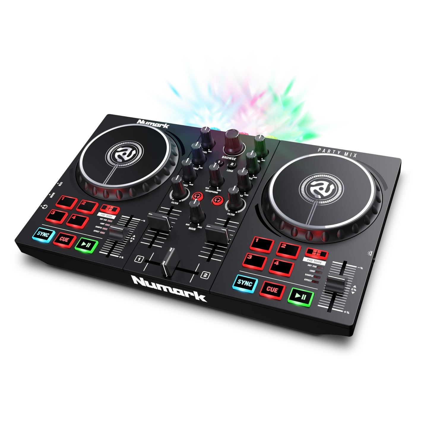 Controlador DJ Numark Party Mix II Luces Integradas para Serato DJ Lite y Algoriddim djay Pro AI