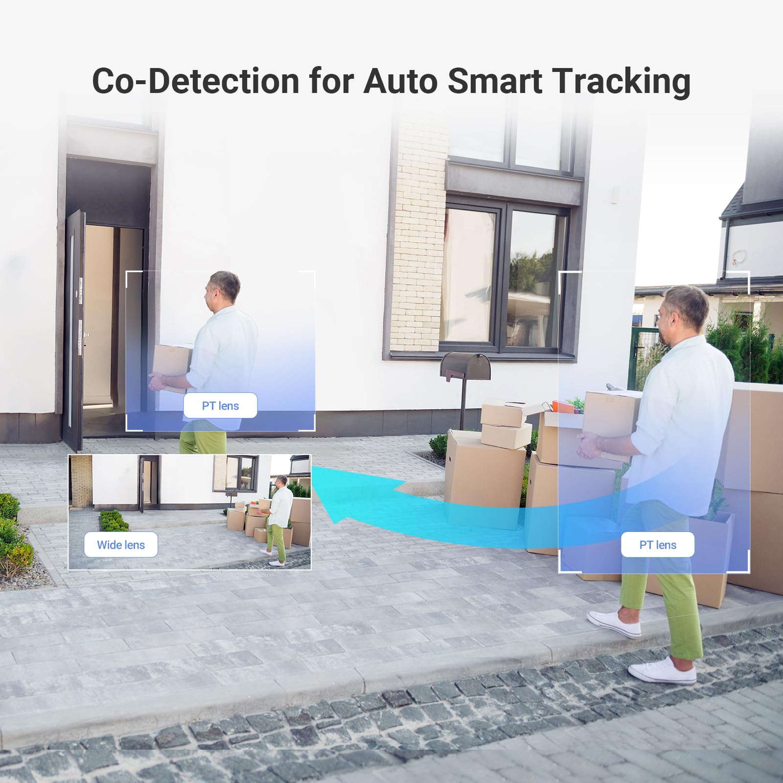 Cámara de Seguridad WiFi EZVIZ H9c Lente Dual Exterior Visión Nocturna a Color Detección Humana y Vehículos Audio Bidireccional Seguimiento Automático 5MP+5MP