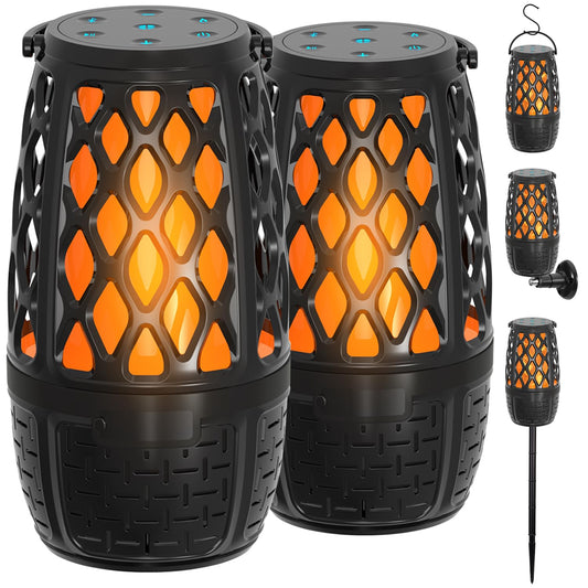 Paquete de 2 altavoces Bluetooth LED con llama para exteriores, regalos únicos para hombres, IPX6 impermeable Tiki antorcha atmósfera altavoz para fiesta, patio, jardín, altavoces al aire última