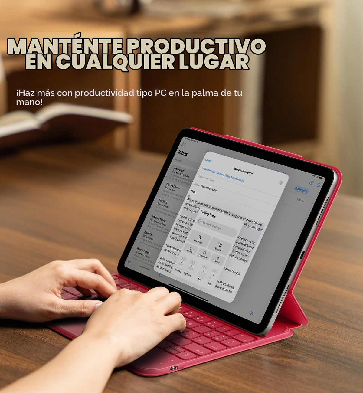 Funda con Teclado Dexnor iPad Air 11 Pulgadas Negra Ultrafina con Trackpad Desmontable