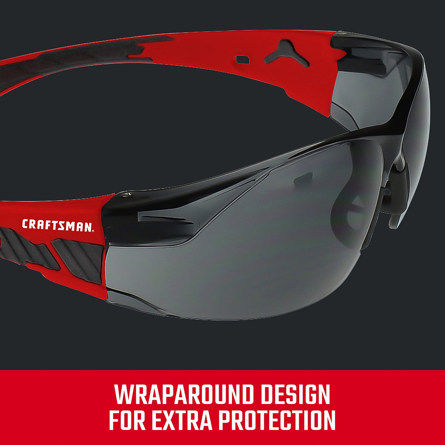 Craftsman 200, vidrio de seguridad, ajuste cómodo, ahumado, marco rojo