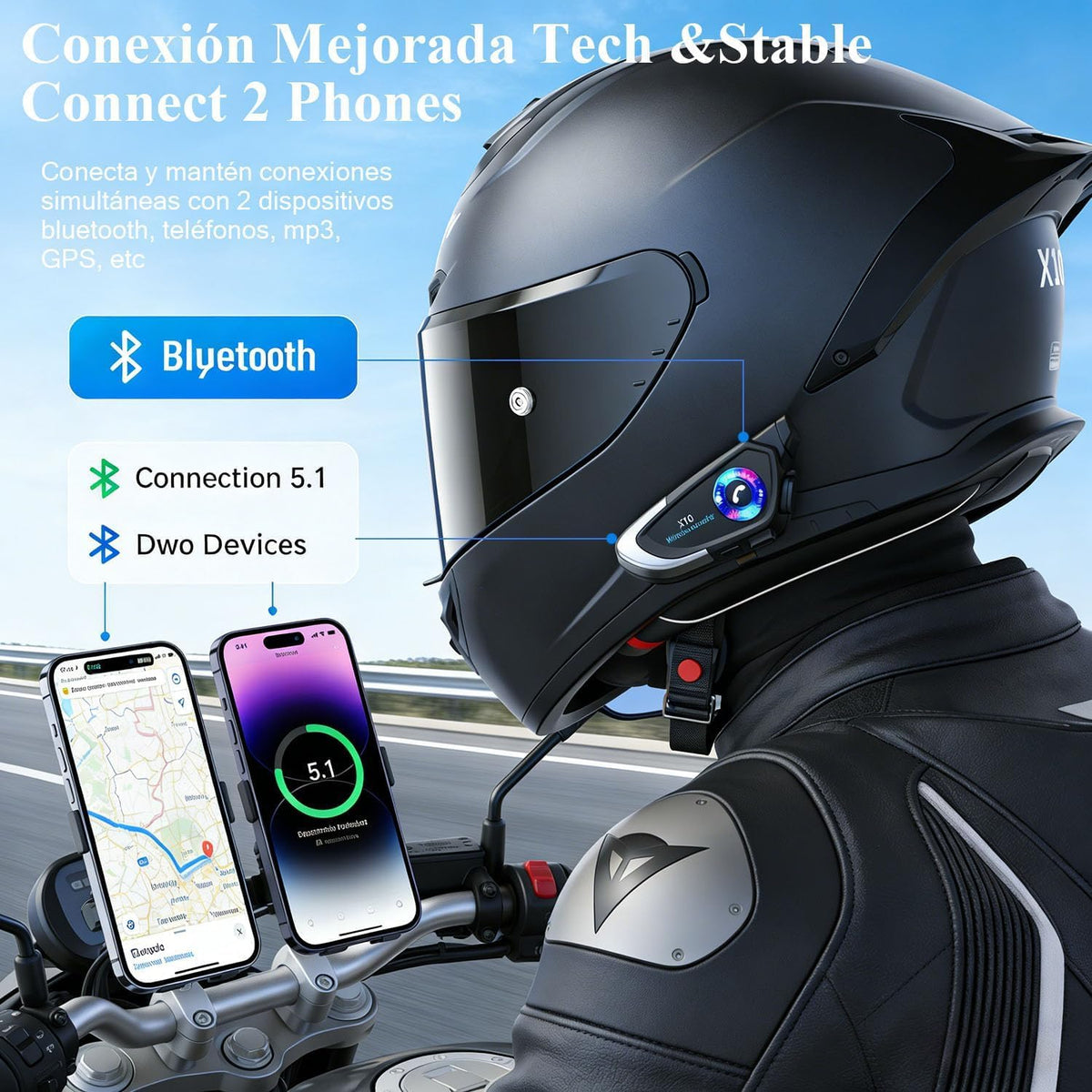 Audífonos Bluetooth para Casco 5.4 con Reducción de Ruido e Impermeable