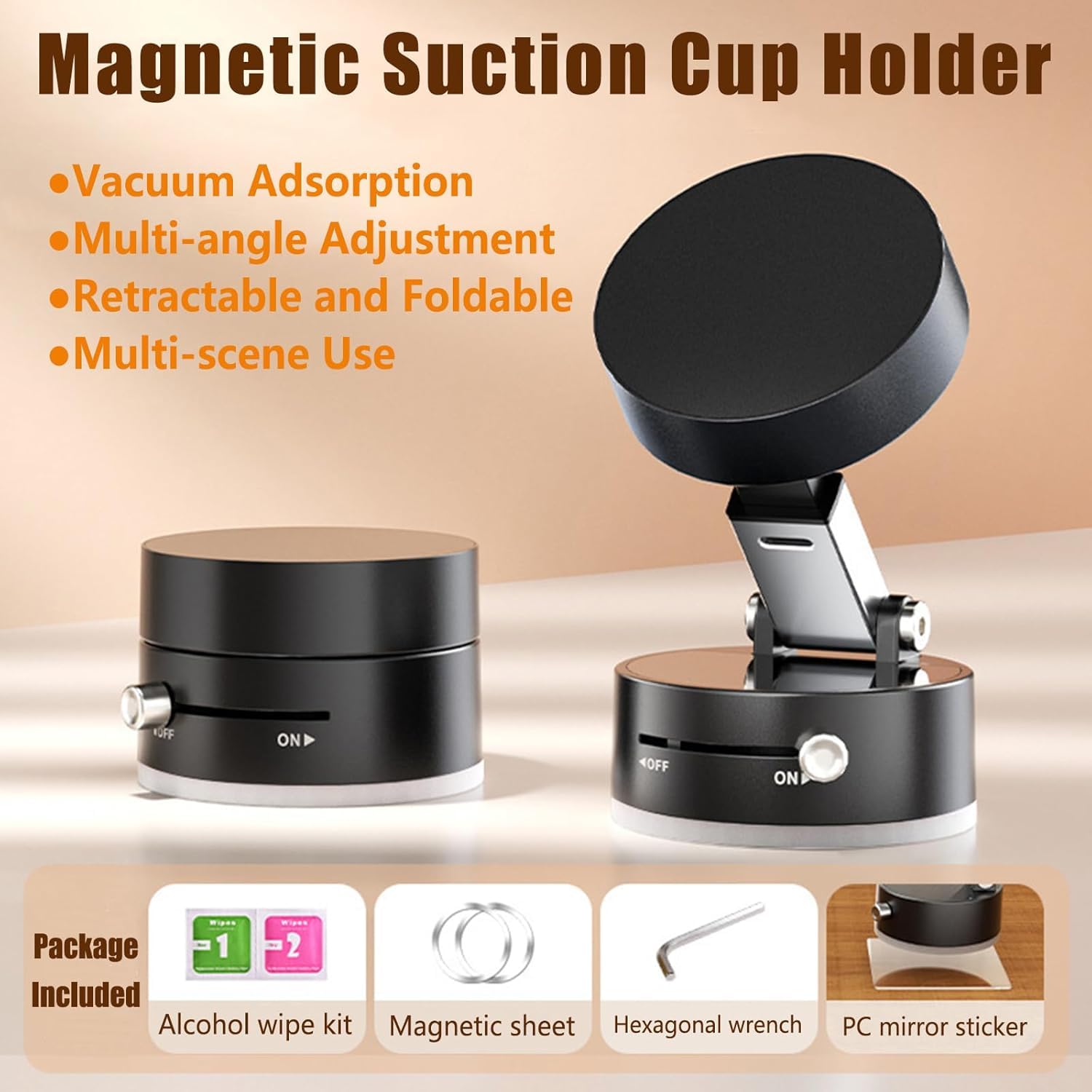 Genérico Vacuum Magnetic Phone Holder, 2025 New Foldable Portable Vacuum Magnetic Cell Phone Holder, Vacuum Magnetic Suction Phone Holder, Magnetic Cell Phone Holder for Car, Gym, Shower (Pink)