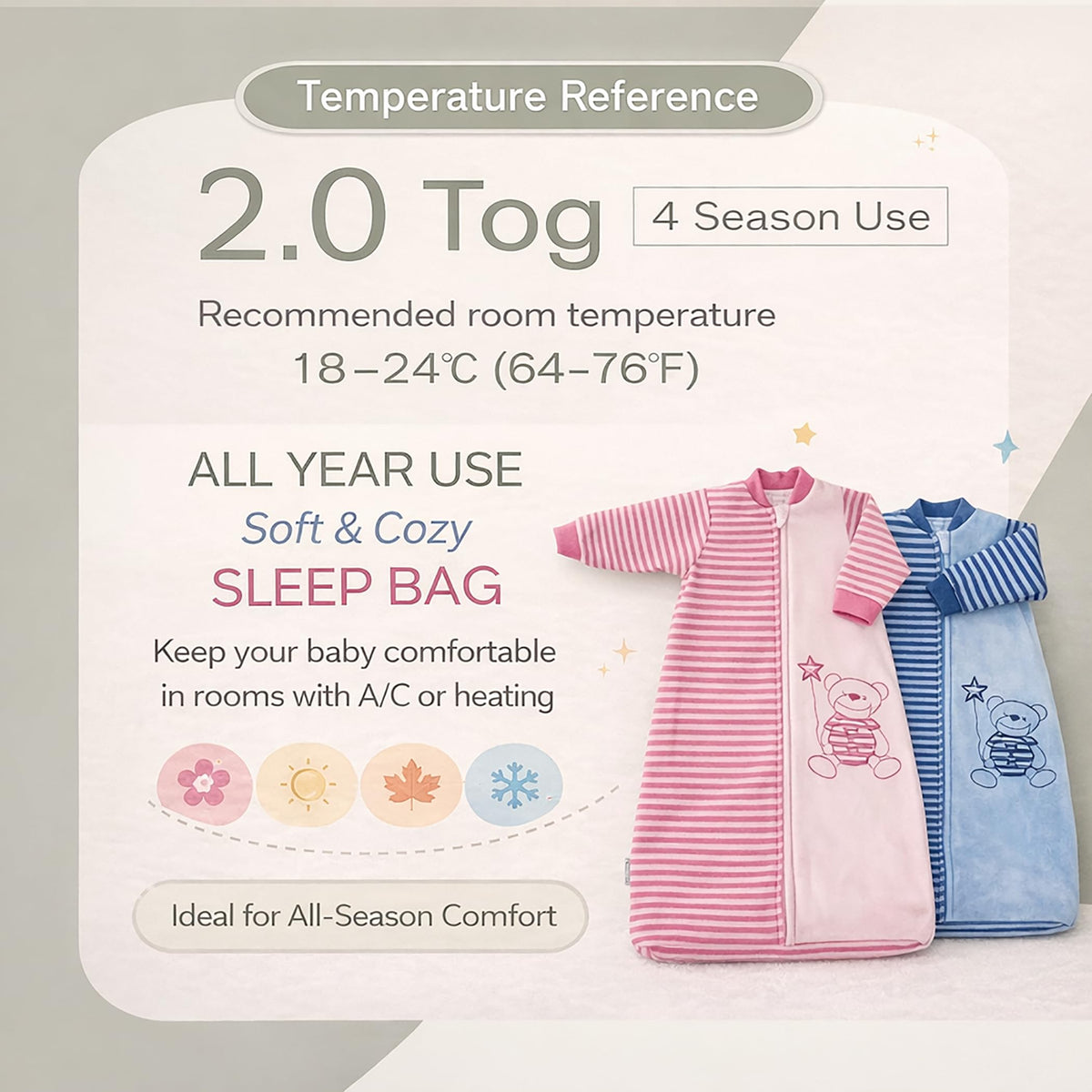 BLOOMSTAR - Saco de dormir para niños pequeños (3-5T), manta de terciopelo de 1.6-1.8 tog con brazos, suave y acogedor saco de dormir para primavera y otoño, extra largo para niños activos