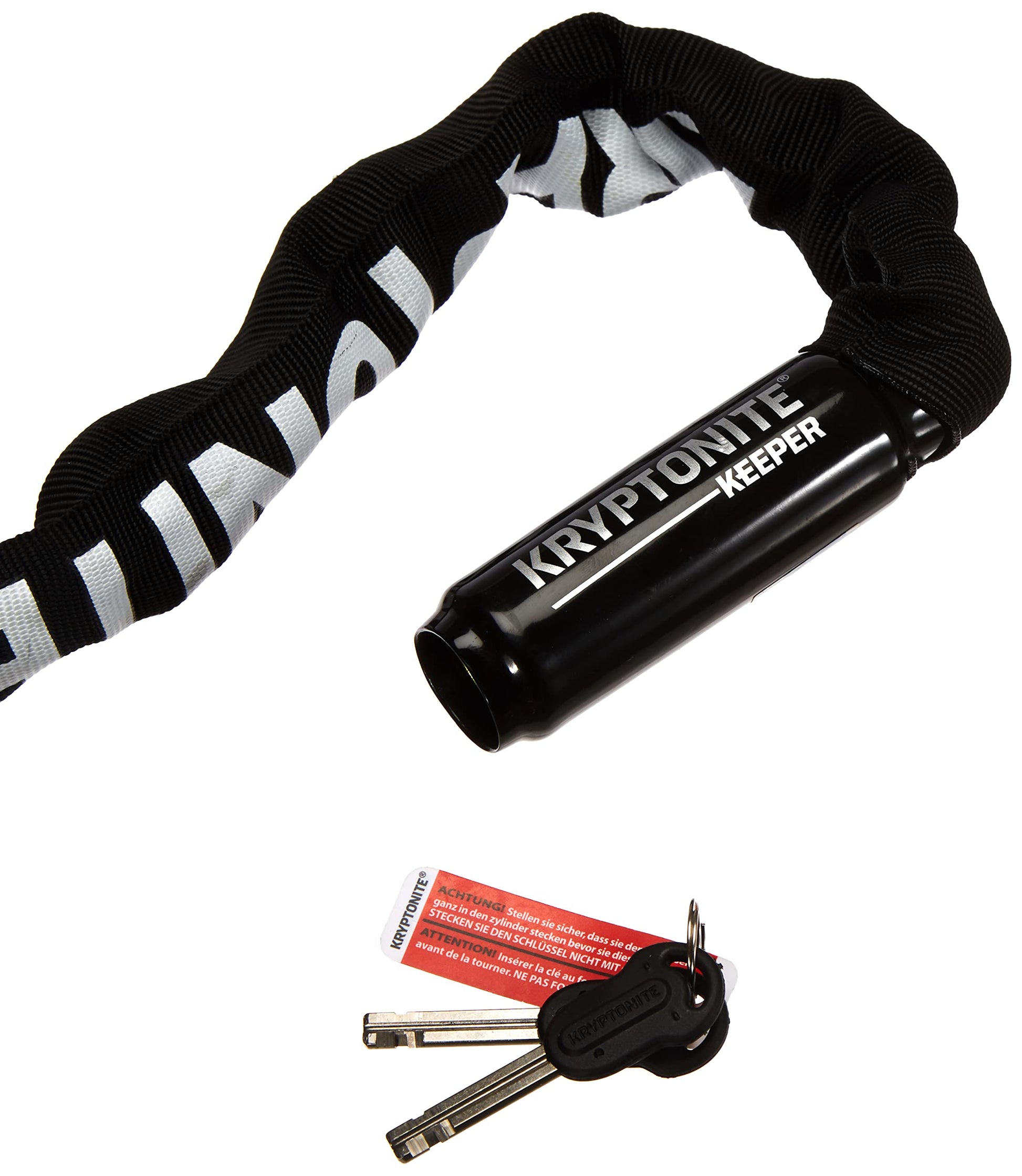 Kryptonite Keeper 712 - Candado con cadena, 1.2 m de largo, resistente y antirrobo, con llaves, para bicicleta, motocicleta, scooter, puerta y cerca, color negro