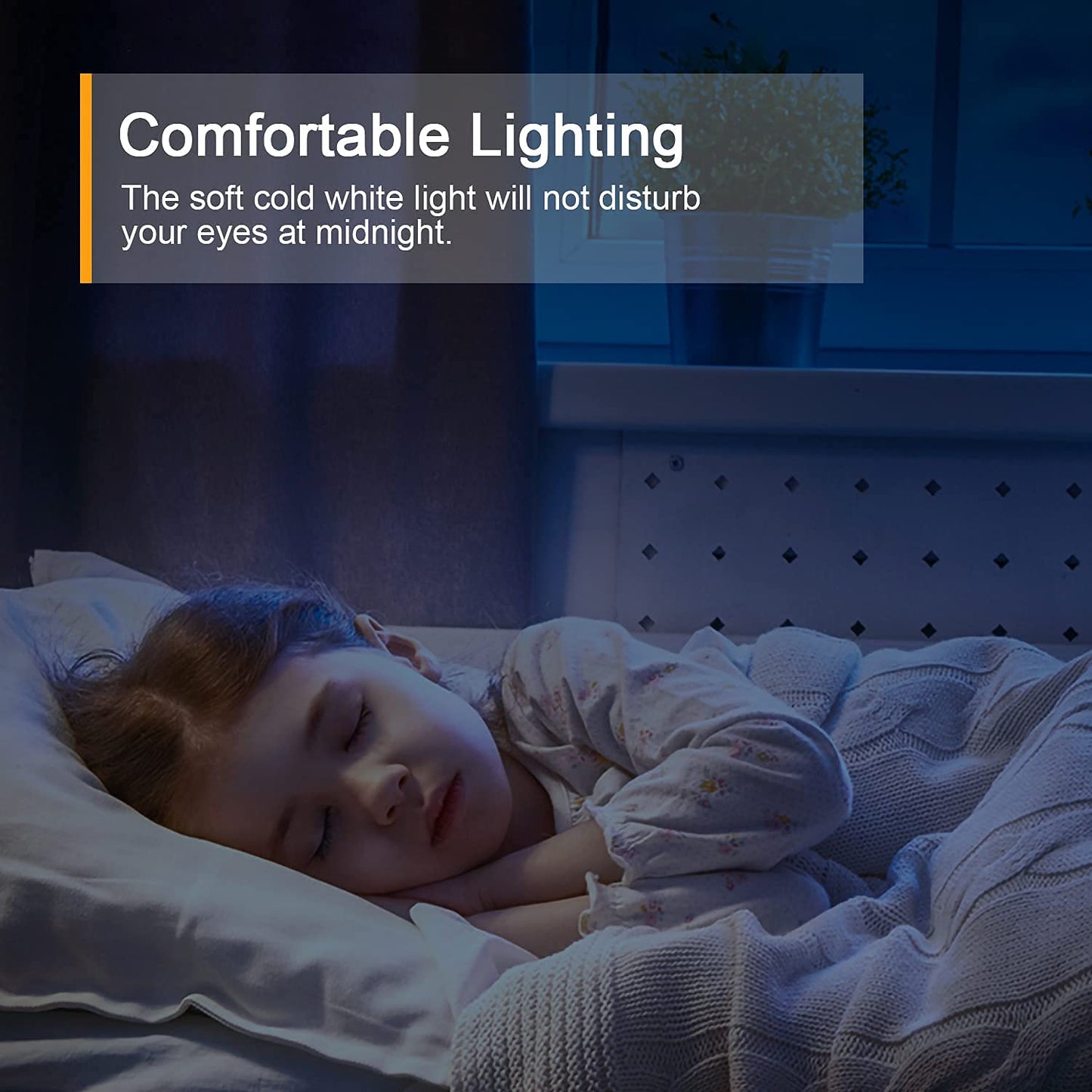 Lyridz - Luz nocturna enchufable con sensor de movimiento, 120 lm, luz nocturna LED inteligente, luz blanca fría con brillo ajustable continuo para baño, recámara, cocina, escaleras, pasillo, paquete