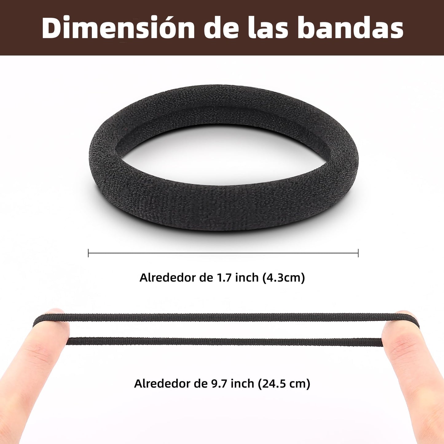 Ligas Elásticas de Algodón para Coleta en Marrón - Pack de 100 Scrunchies sin Costura para Cabello de Mujer y Niña