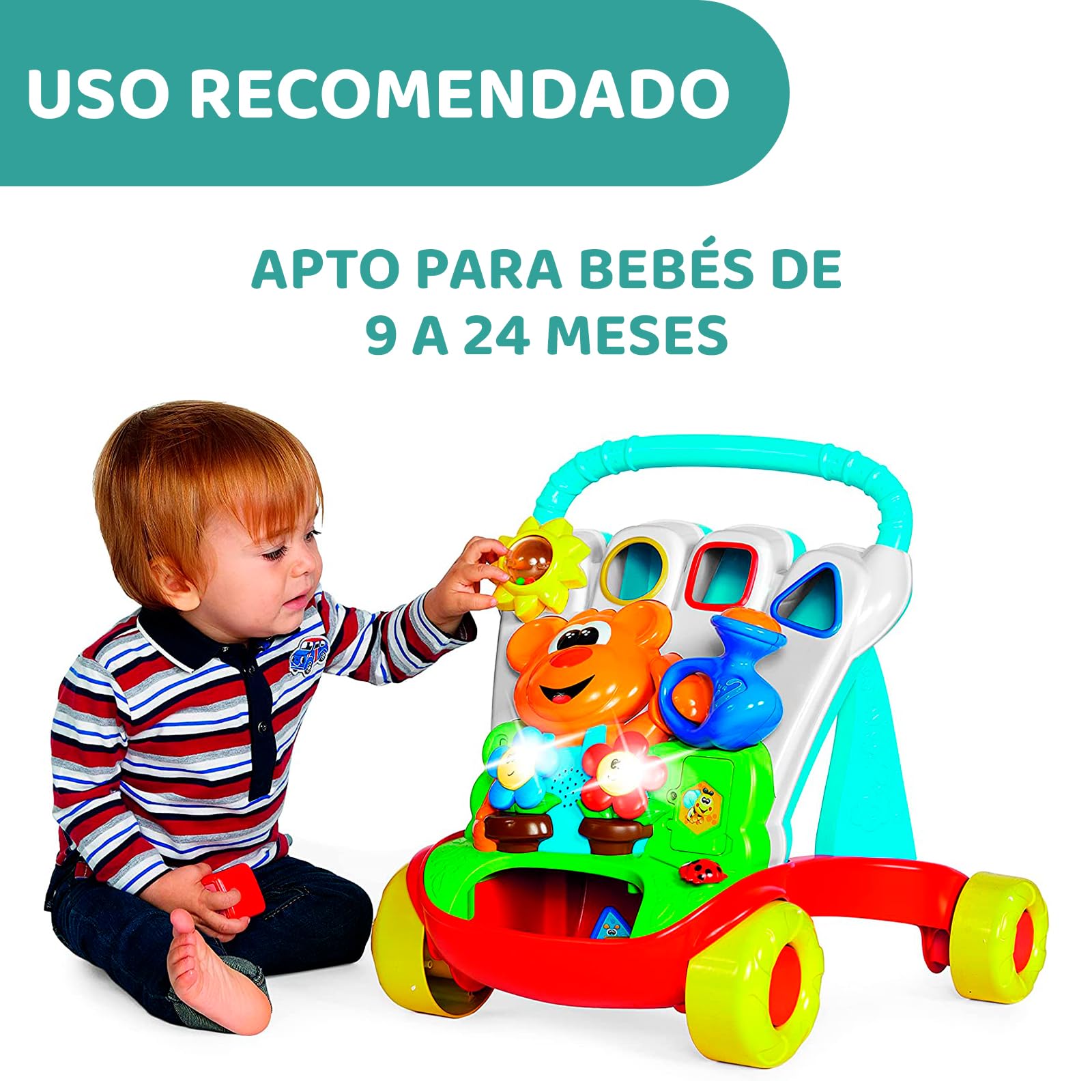 CHICCO, Andadera para Bebé 2 en 1, Tablero con Juegos, Luces y Sonidos