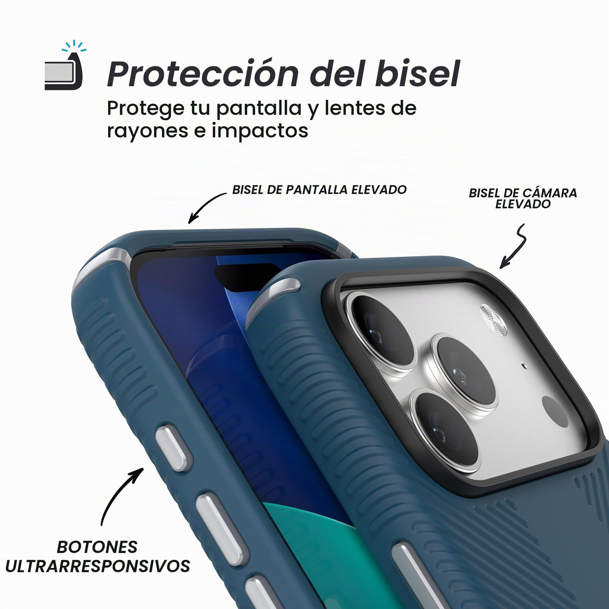 Funda para iPhone 17 Pro Speck mar profundo plata metálica azul hechizo compatible con MagSafe