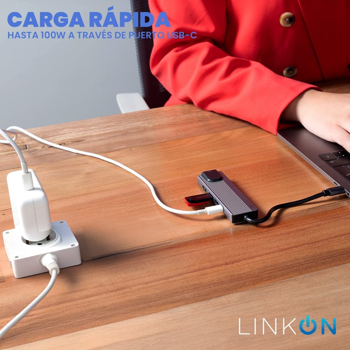 LINKON - Hub USB C Adaptador USB a Tipo C HDMI 4K, Ethernet Red RJ45 100Mbps, 2 Puertos USB 3.0, Carga Rápida 87W PD, Docking Station, Adaptador de Red (RJ45 5 en 1 1000 MBps)