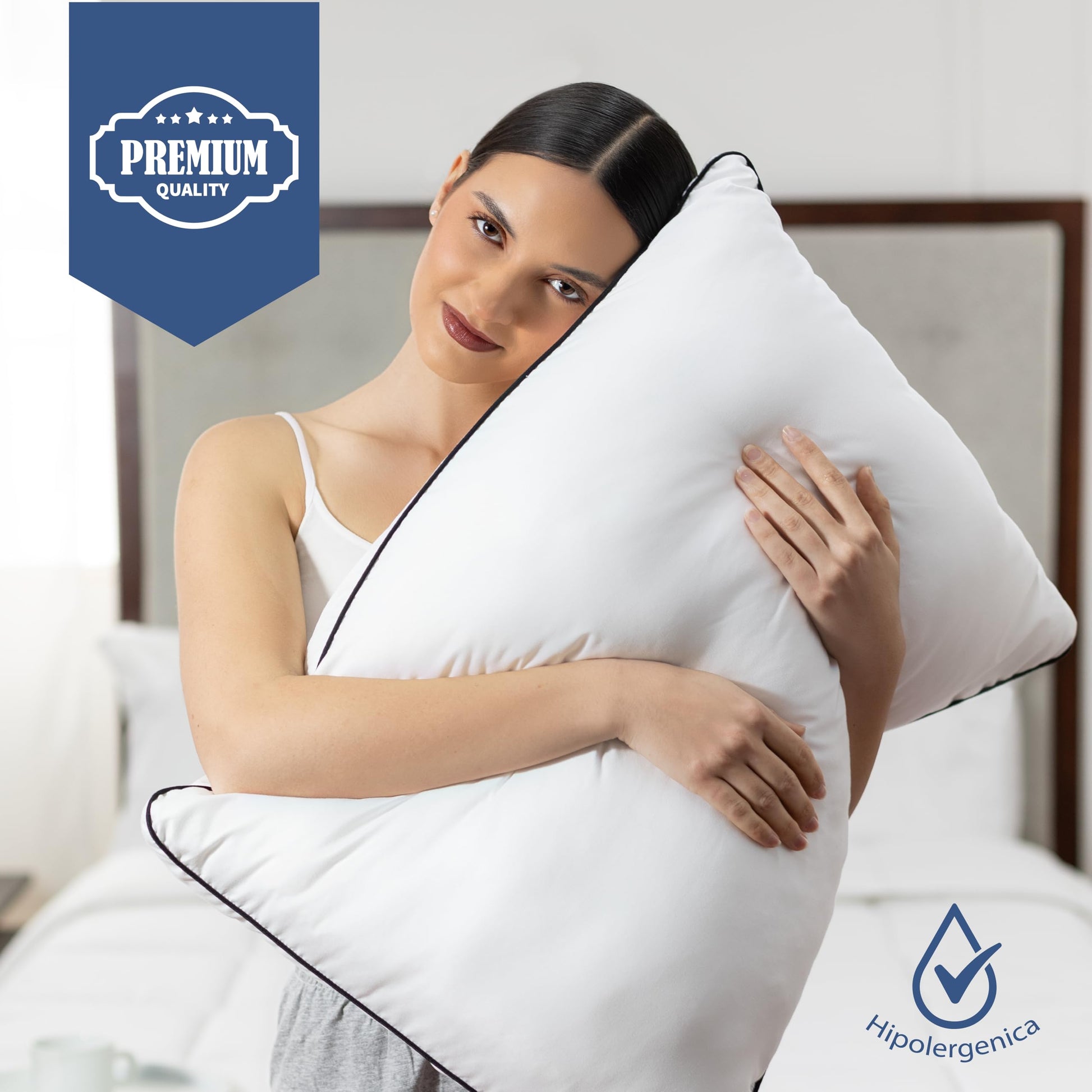 Almohadas TESSO HOME Negro Firmeza Media Hipoalergénicas y Lavables King Size