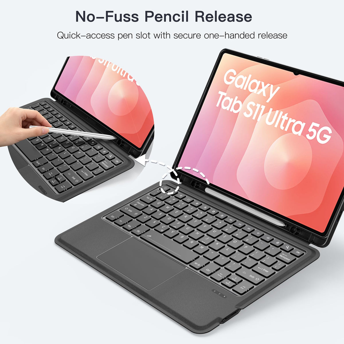 Funda de Teclado inkolelo para Samsung Galaxy Tab S11 Ultra 14.6 Pulgadas 2025 negro con Trackpad y Soporte para Bolígrafo S