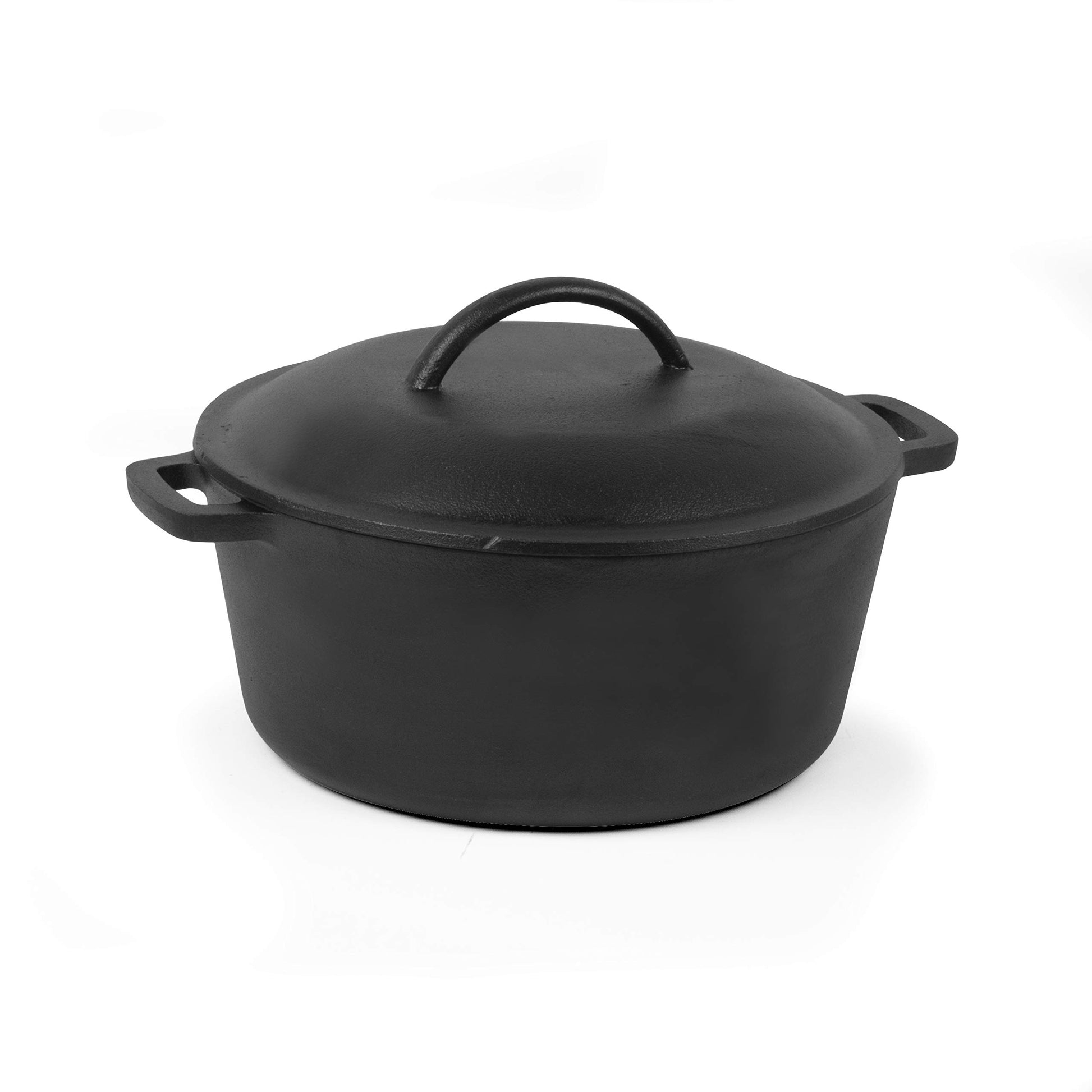 COMMERCIAL CHEF Horno holandés de hierro fundido de 5 cuartos con tapa de cúpula y asas, precalentado