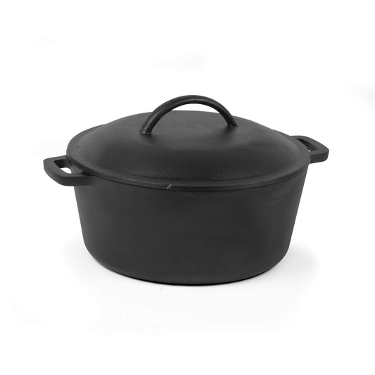 COMMERCIAL CHEF Horno holandés de hierro fundido de 5 cuartos con tapa de cúpula y asas, precalentado